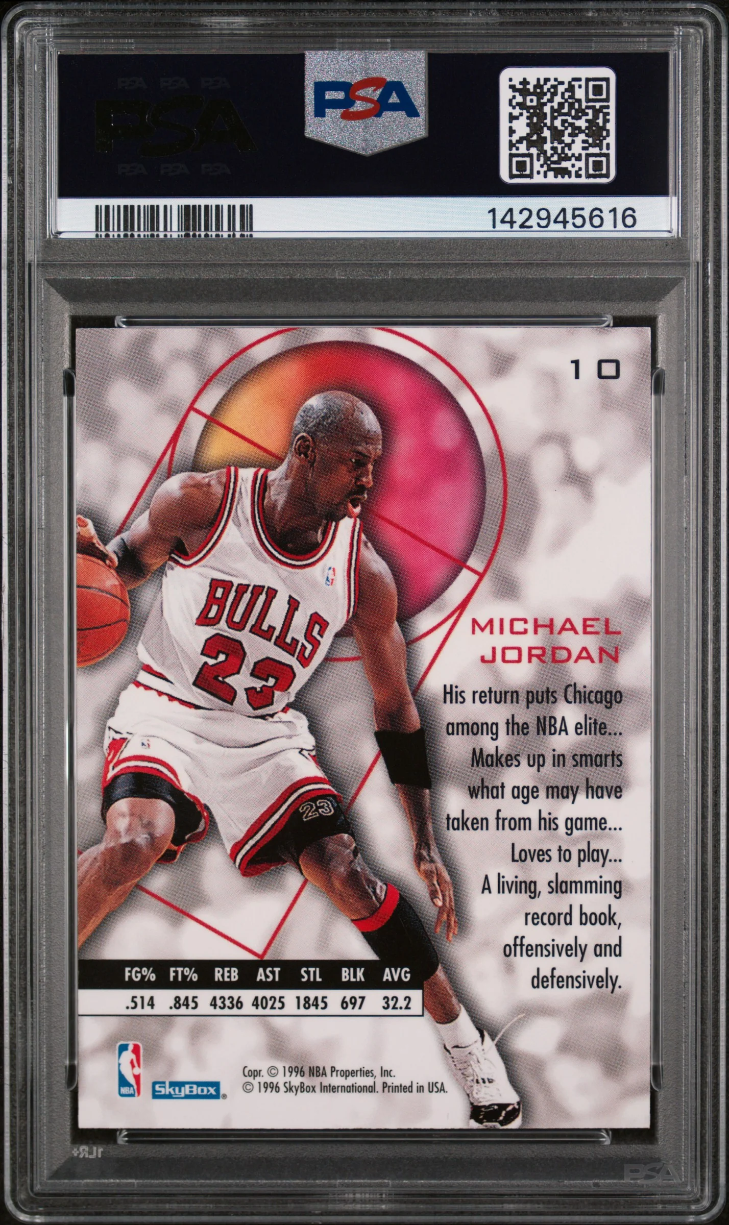 1995 Skybox E-Xl Michael Jordan #10 PSA 9 - Image 2