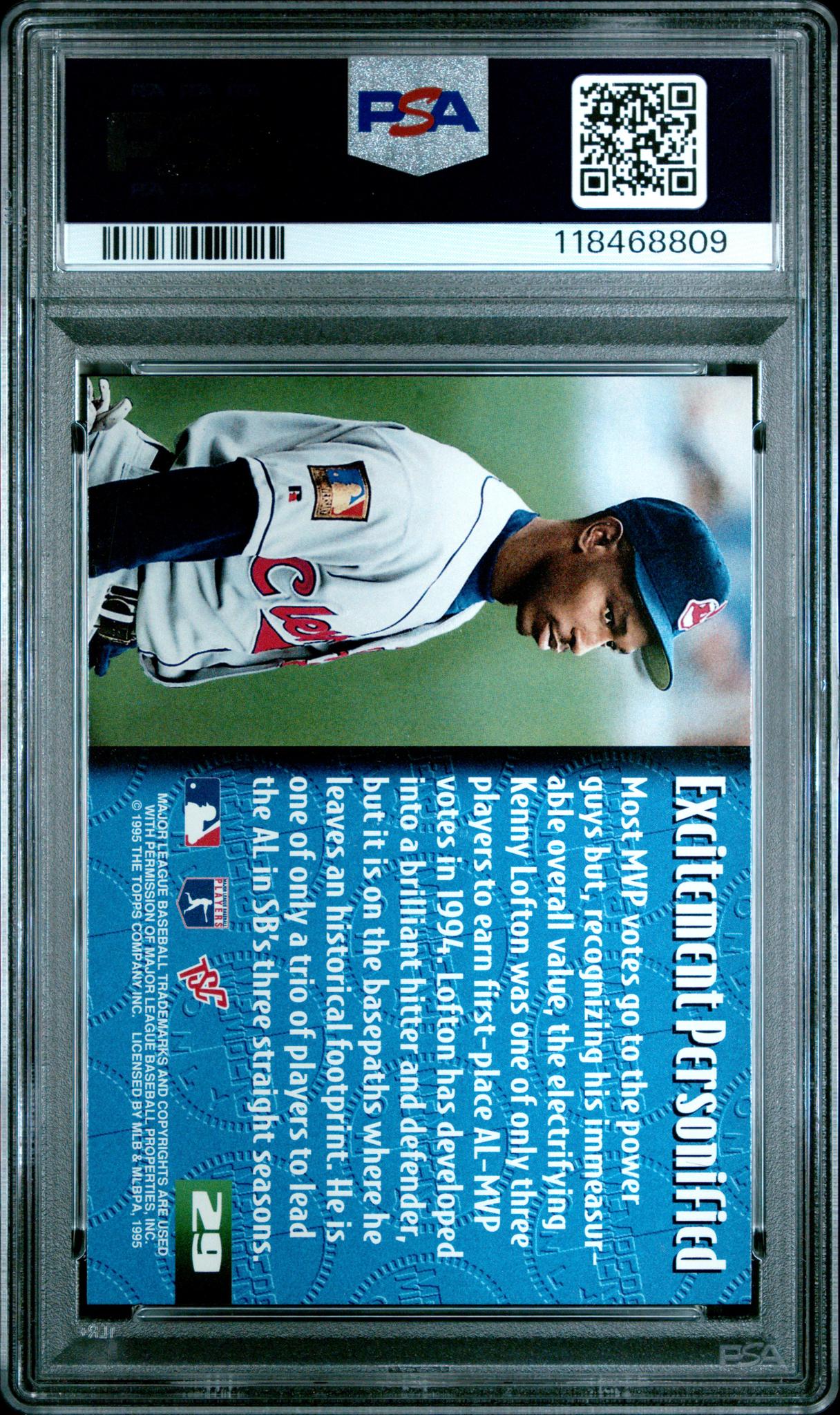 1995 Stadium Club Members Only 50 Kenny Lofton #29 PSA 9 - Image 2