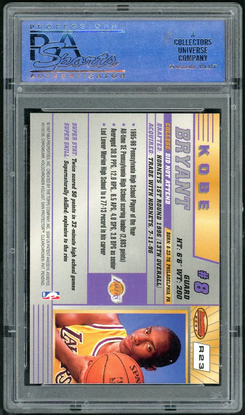 1996 Bowman's Best Rookie Kobe Bryant #R23 PSA 9 - Image 2