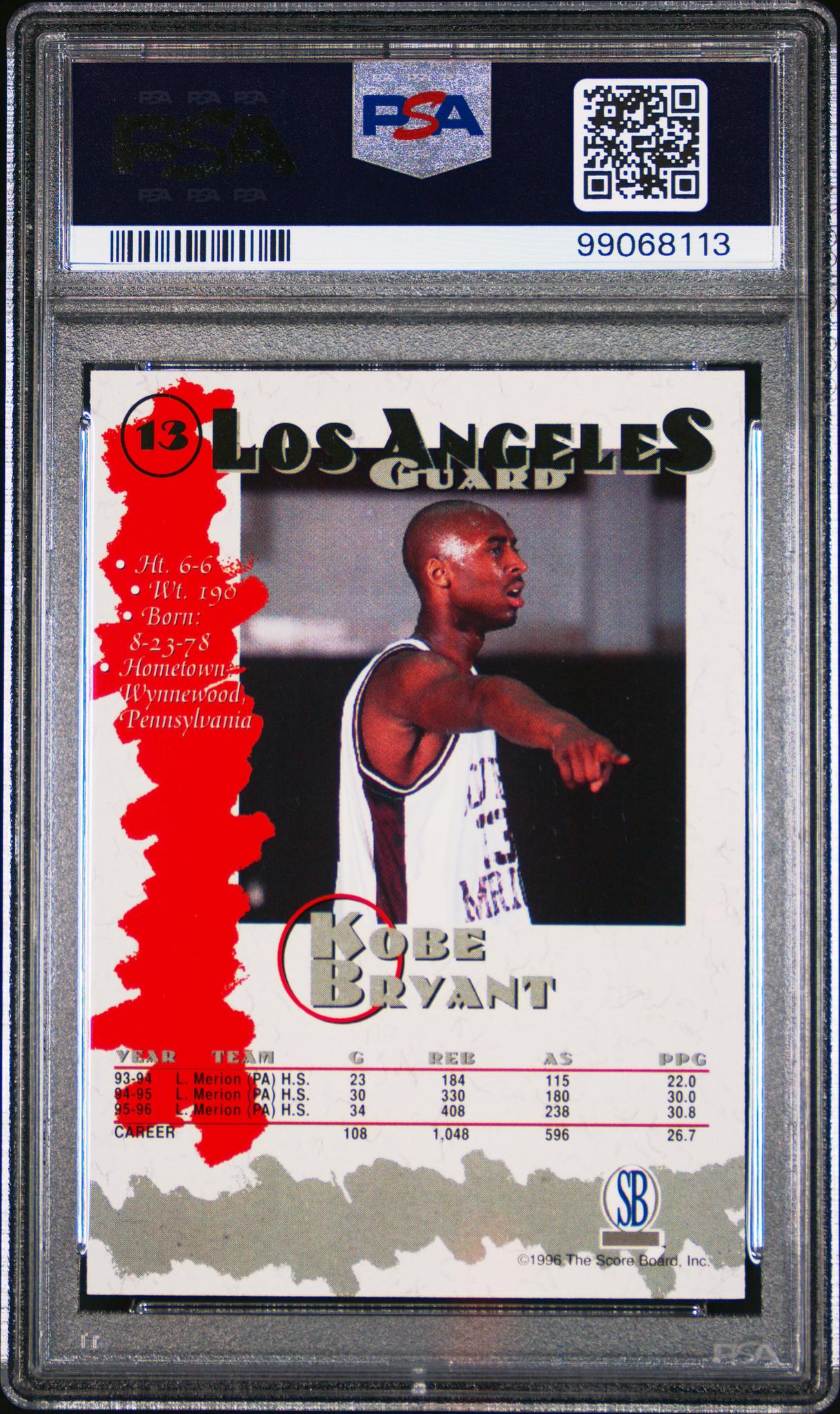 1996 Score Board Autographed Collection Kobe Bryant #13 PSA 8 - Image 2