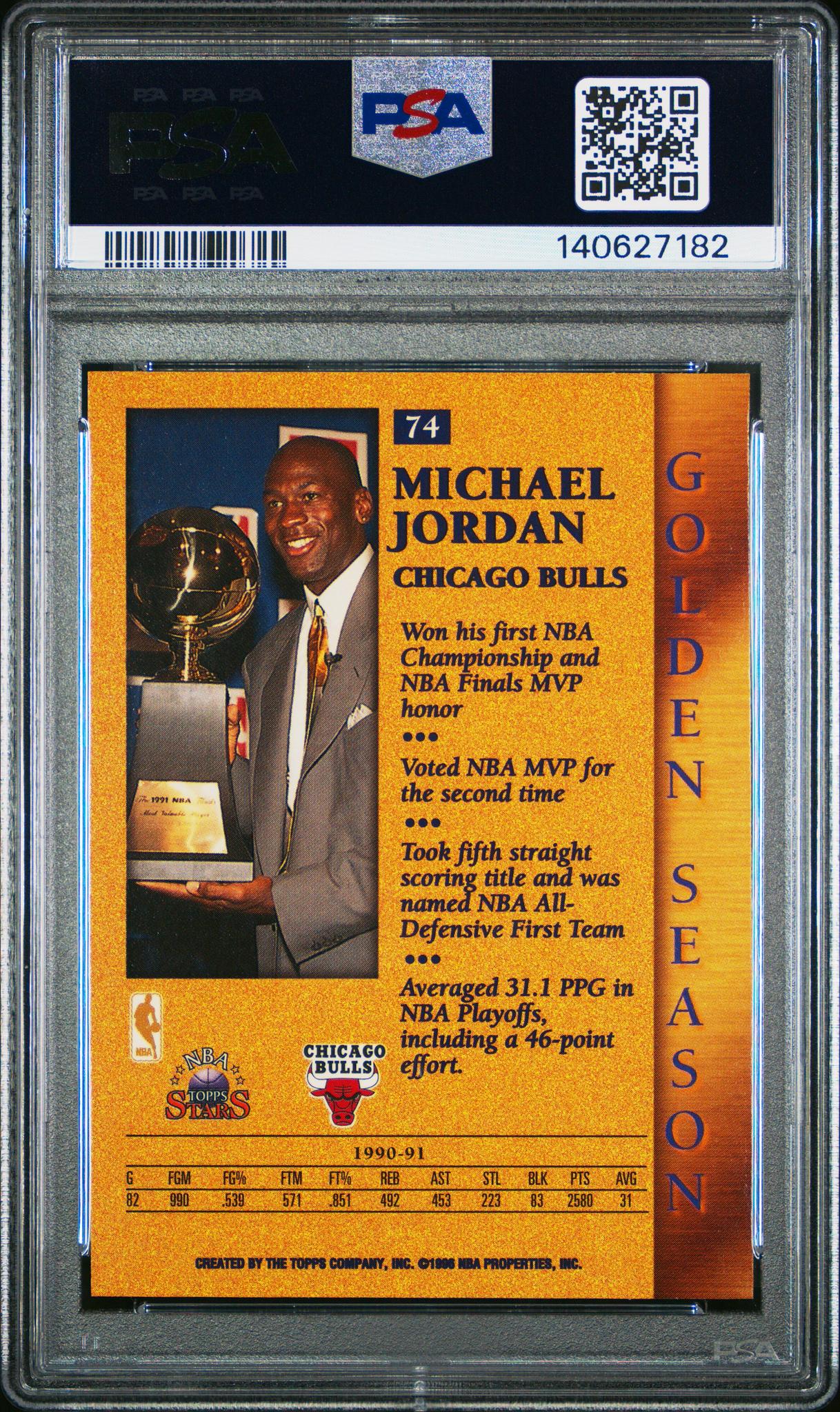 1996 Topps Stars Michael Jordan #74 PSA 7 - Image 2