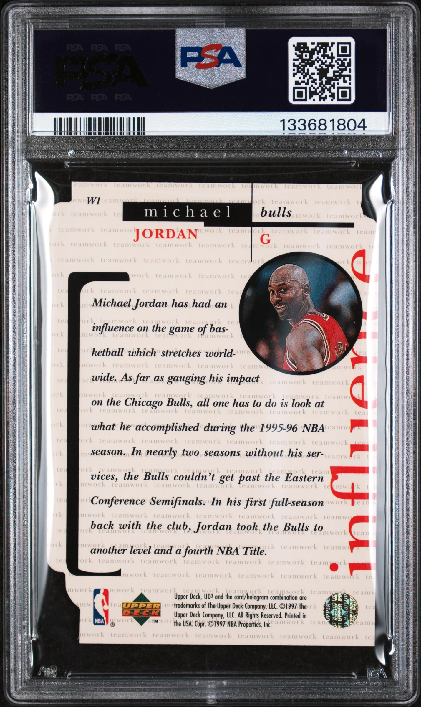 1996 UD3 the Winning Edge Michael Jordan #W1 PSA 9 - Image 2