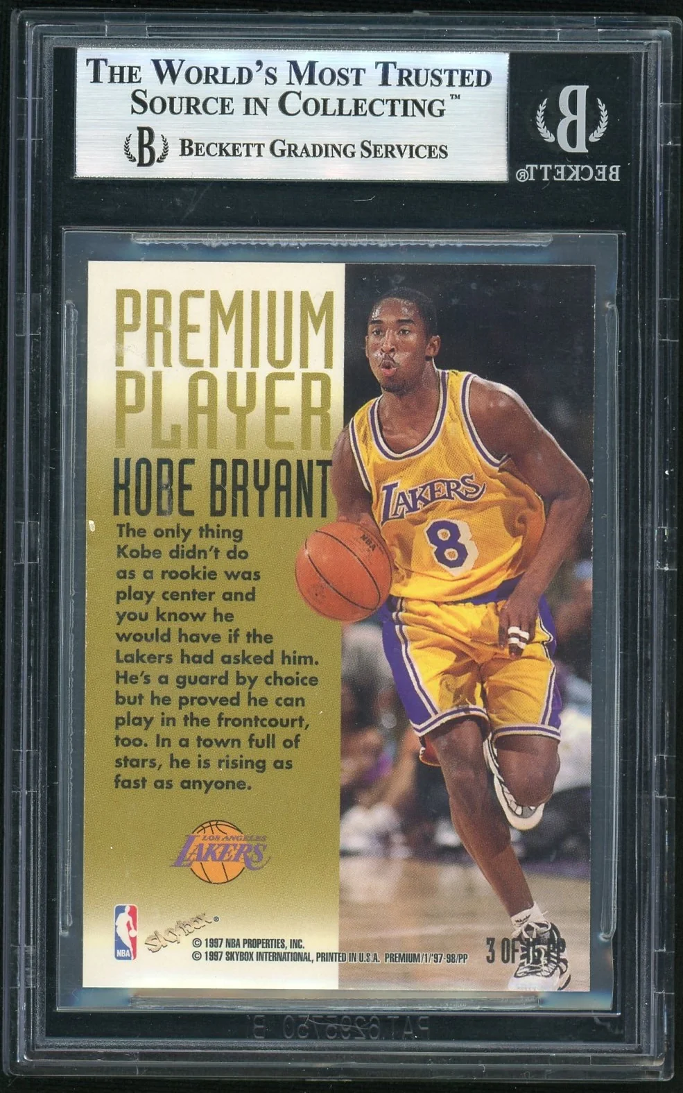 1997-98 Skybox Premium Premium Players Kobe Bryant #3 BGS 9 - Image 2