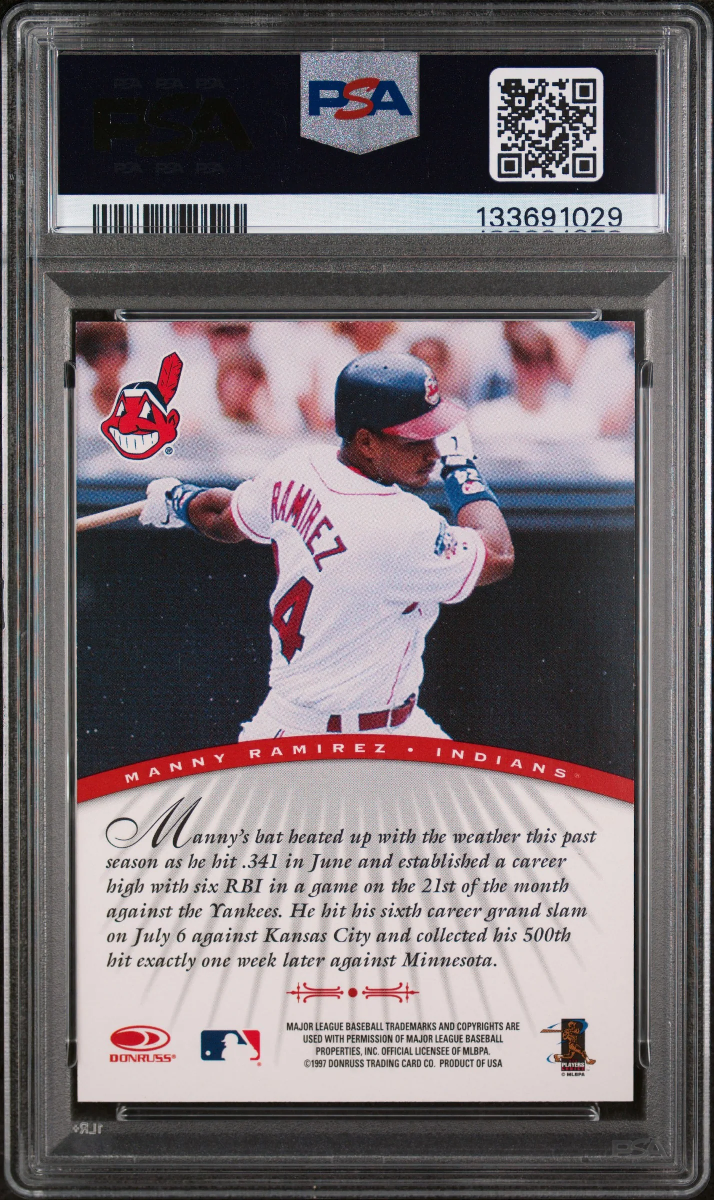 1997 Donruss Signature Manny Ramirez PSA 0 - Image 2