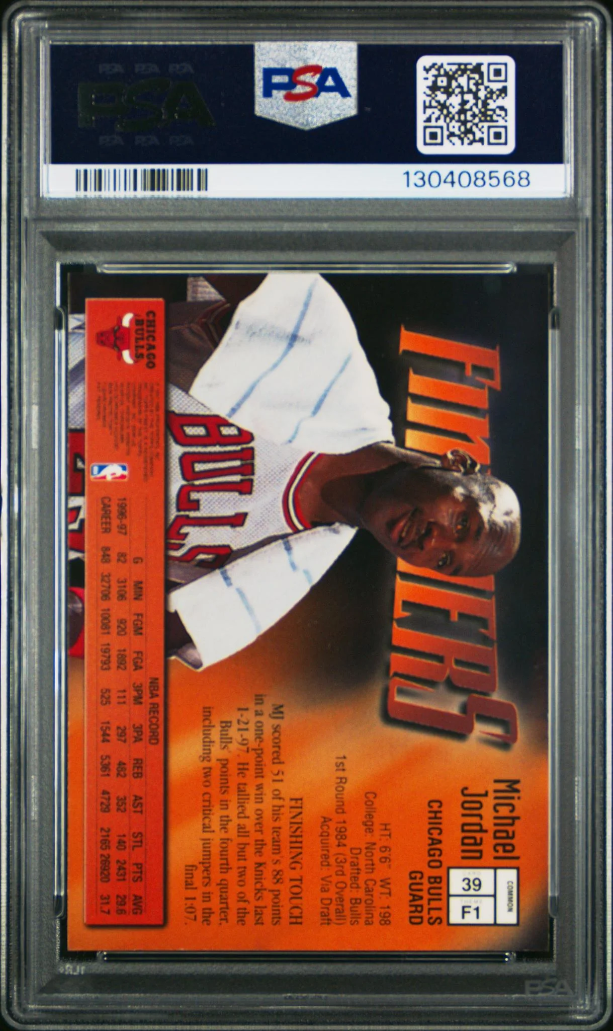 1997 Finest With Coating Michael Jordan #39 PSA 8 - Image 2