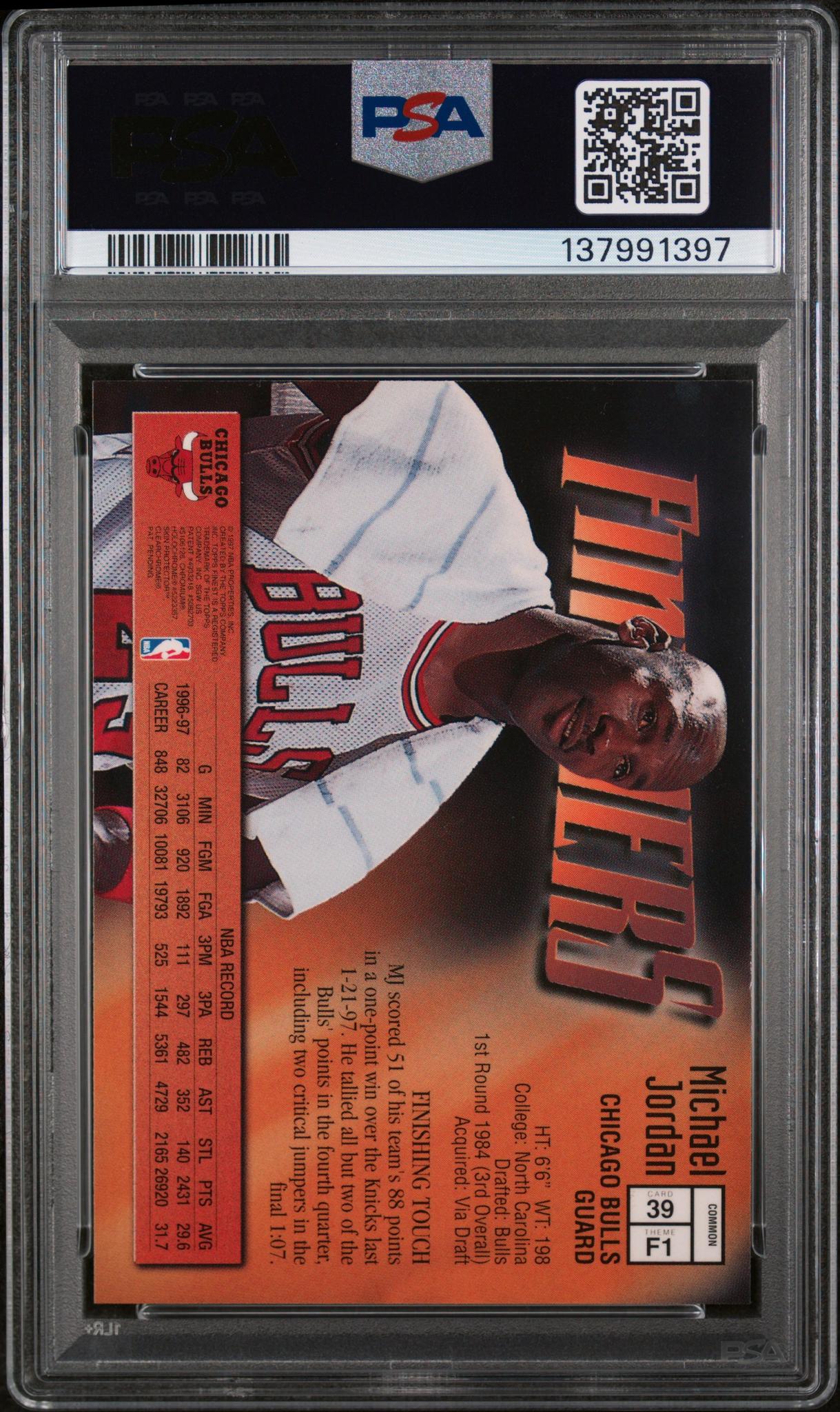 1997 Finest With Coating Michael Jordan #39 PSA 8 - Image 2