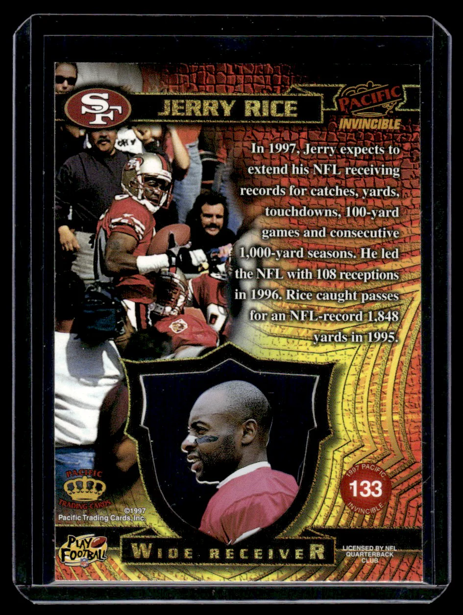 1997 Pacific Invincible 133 Jerry Rice San Francisco 49ers - Image 2