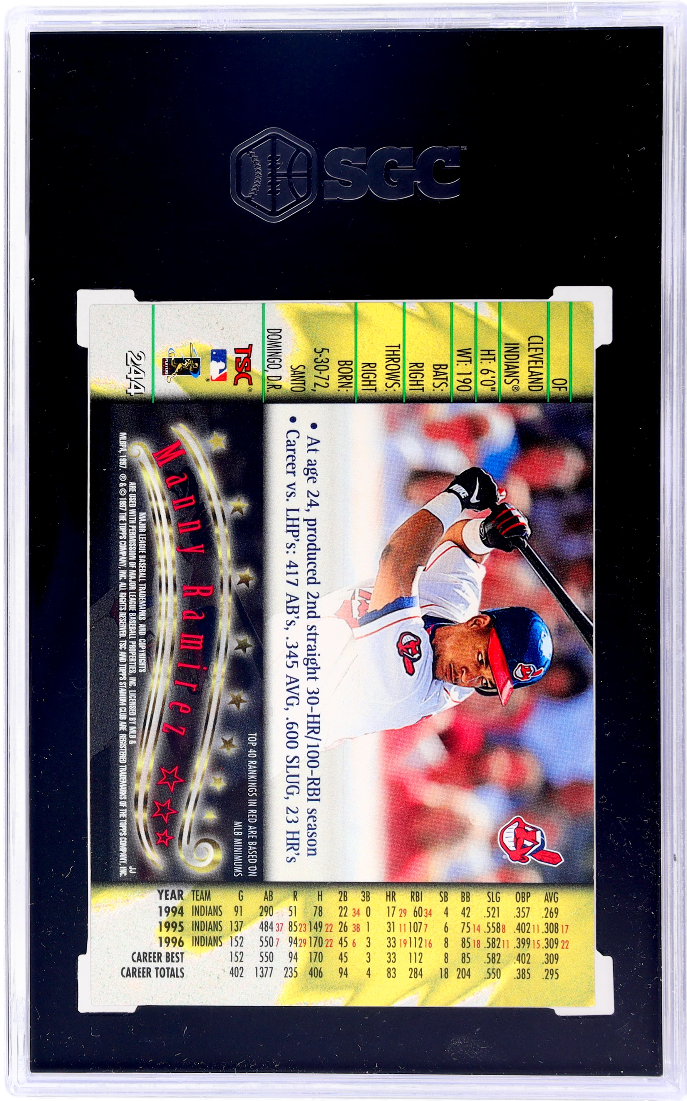 1997 Topps Stadium Club TSC Matrix Manny Ramirez #244 SGC 8.5 - Image 2