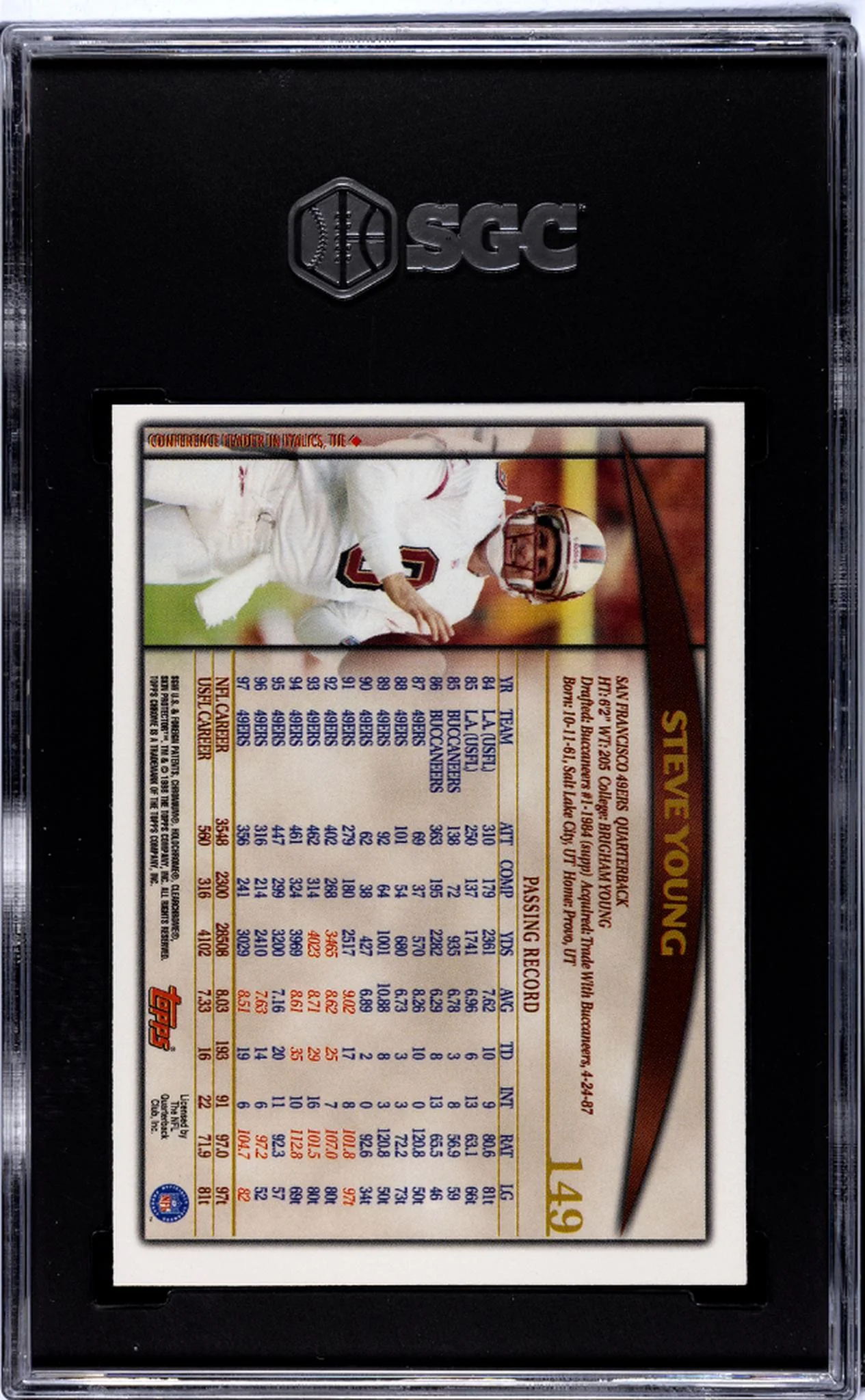 1998 Topps Chrome #149 Steve Young SGC 8 - Image 2