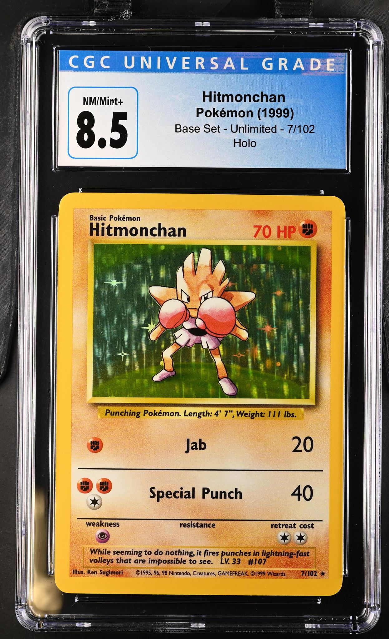 1999 Pokemon #7/102 Hitmonchan Base Set - Unlimited CGC 8.5 - Image 2