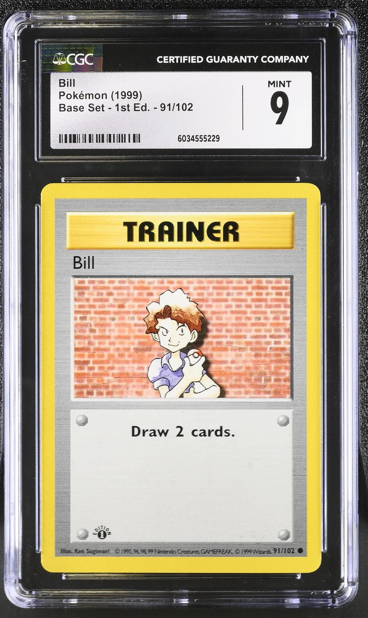 1999 Pokemon #91/102 Bill Base Set - 1st Ed. CGC 9