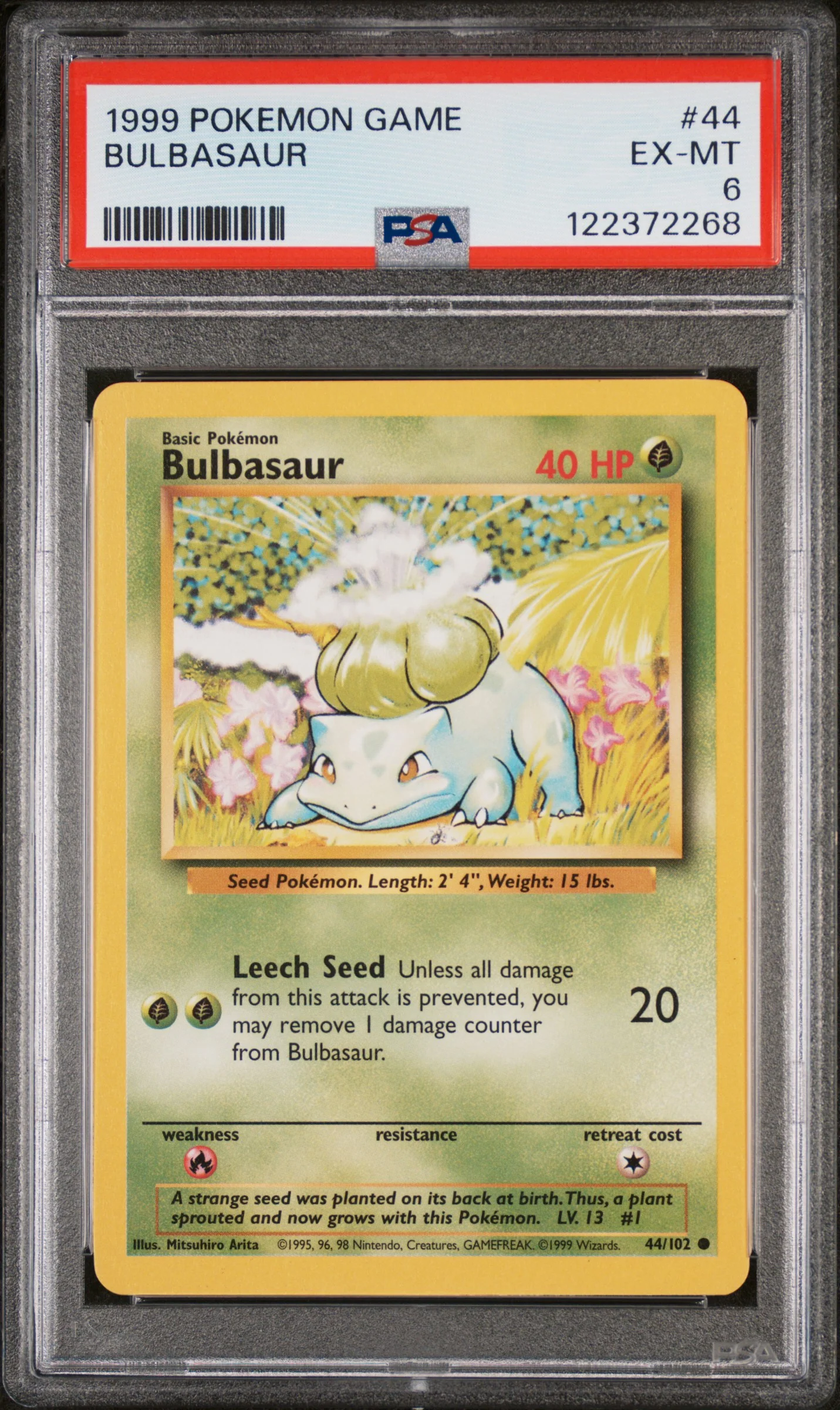 1999 Pokemon Base Set Bulbasaur #44 PSA 6