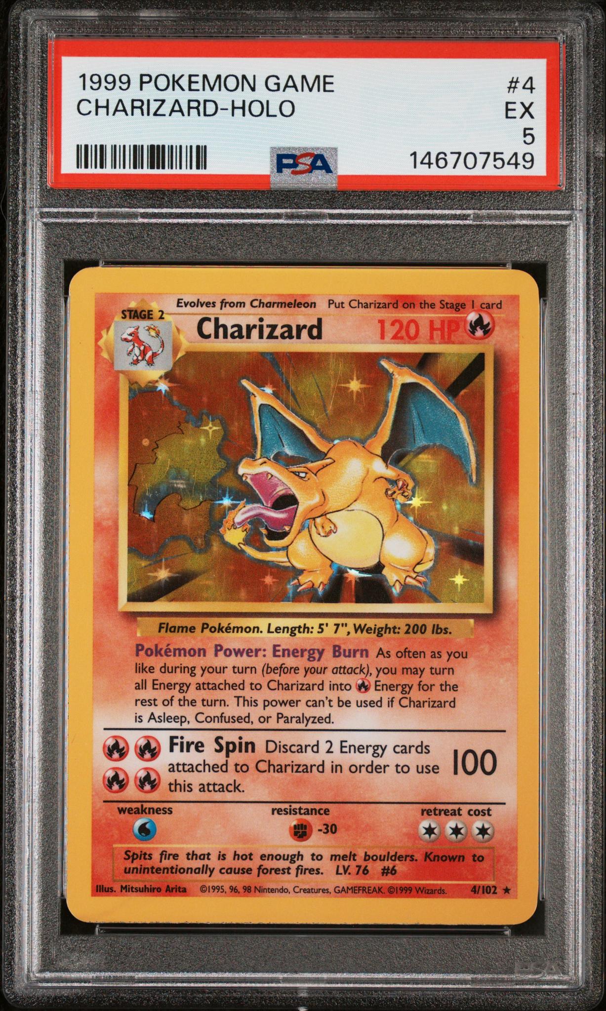 1999 Pokemon Base Set Holo Charizard #4 PSA 5