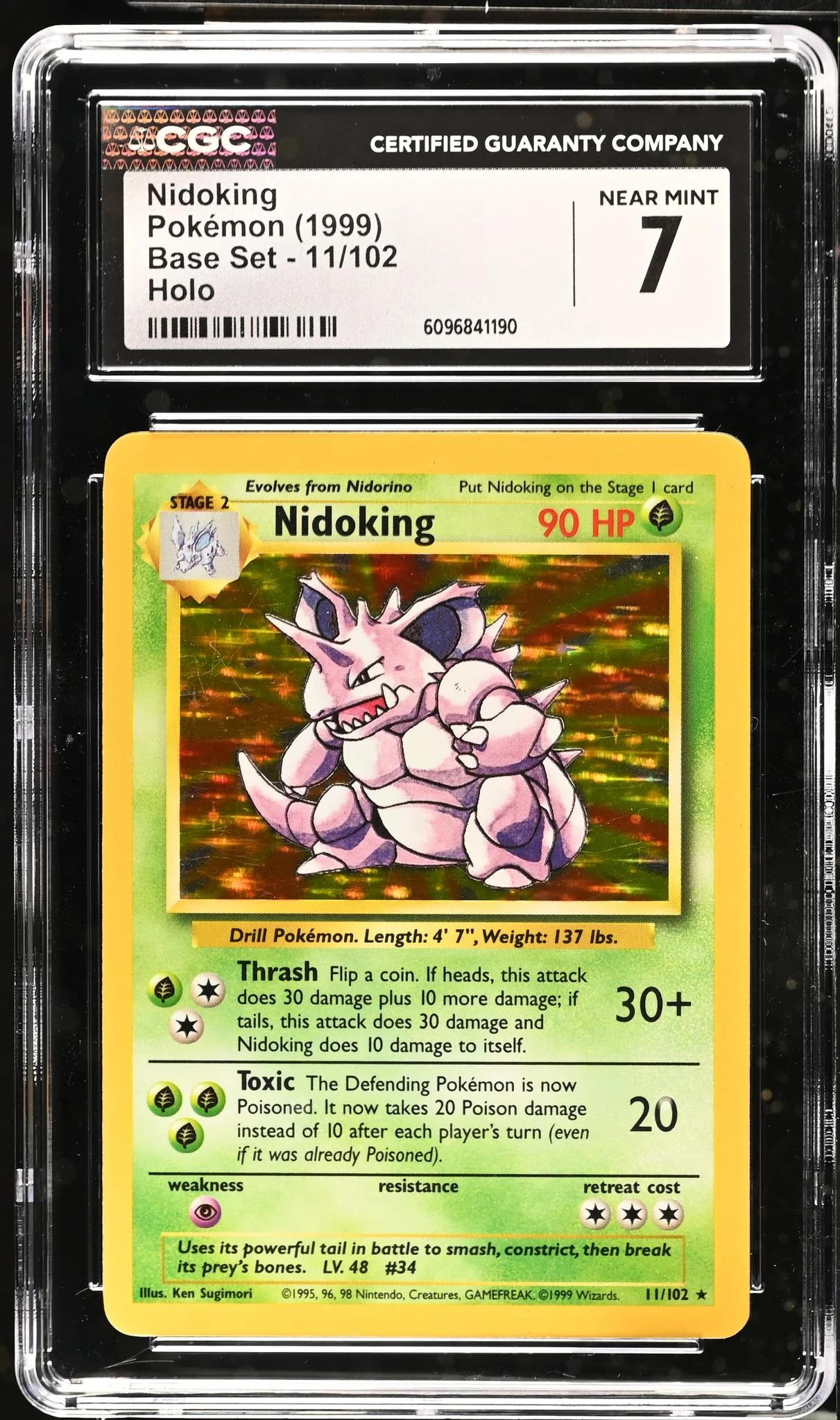 1999 Pokémon Base Set Nidoking #11/102 Holo CGC 7 - Image 2