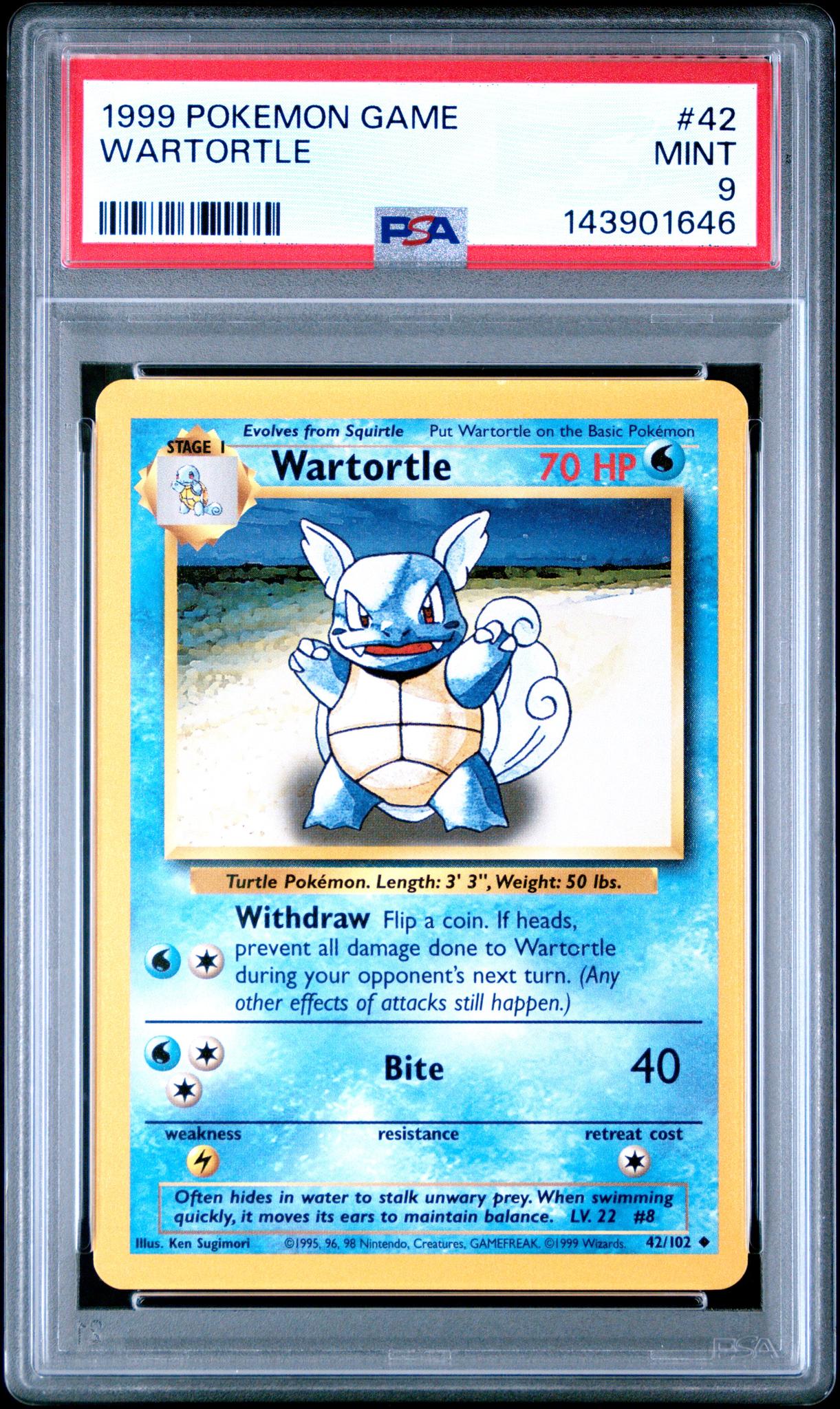 1999 Pokemon Base Set Wartortle #42 PSA 9