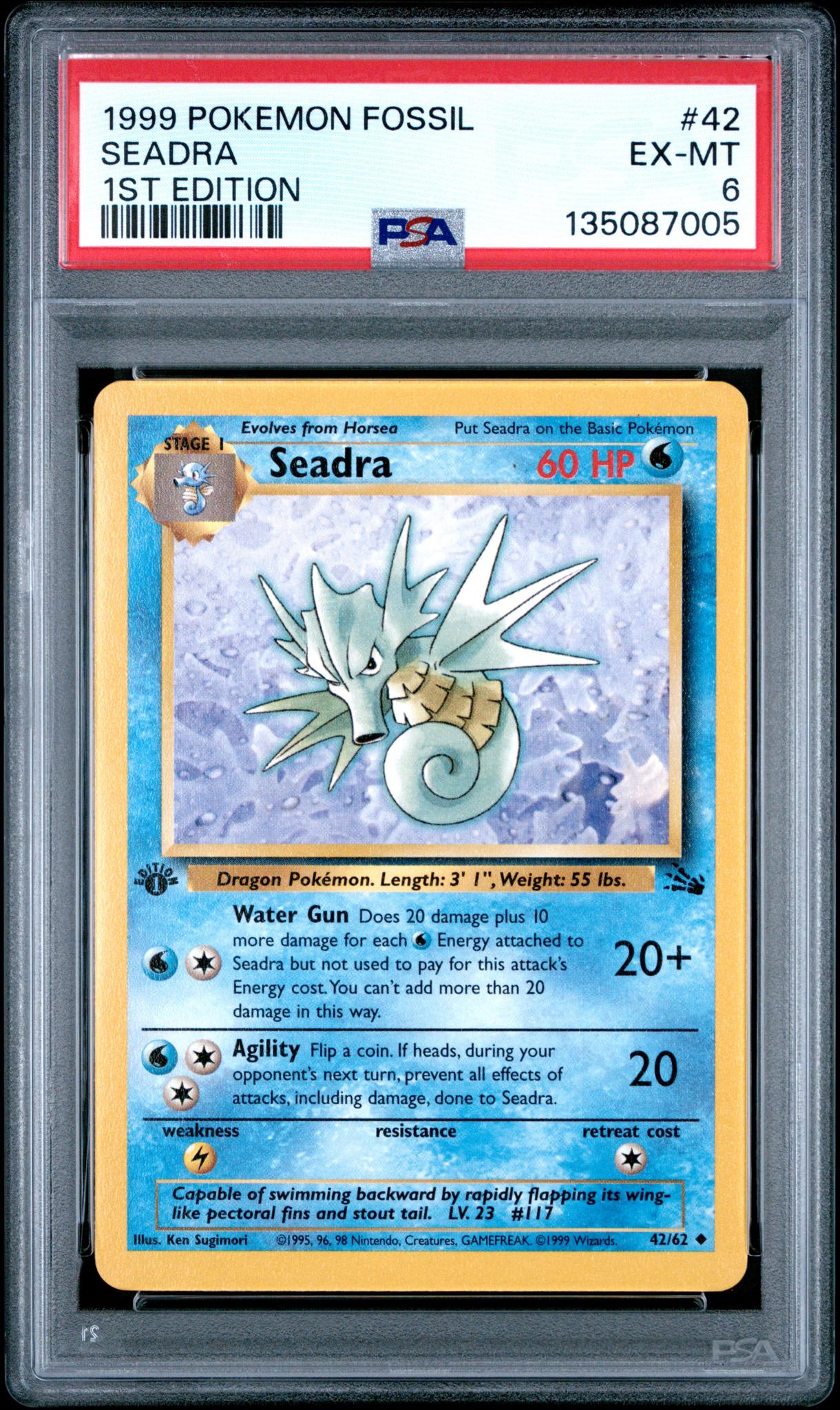 1999 Pokemon Fossil 1st Edition Seadra #42 PSA 6