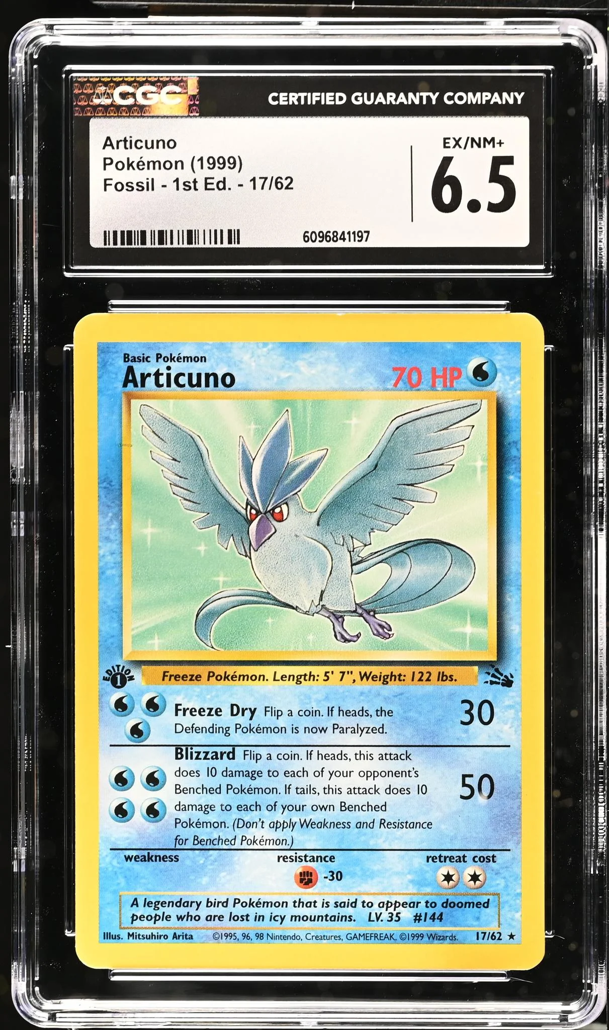 1999 Pokémon Fossil Articuno #17/62 1st Edition Holo CGC 6.5 - Image 2