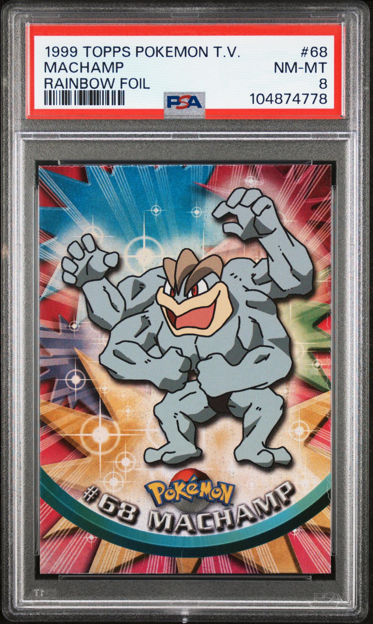 1999 Pokemon Tv Animation Series 1 Rainbow Foil Machamp #68 PSA 8