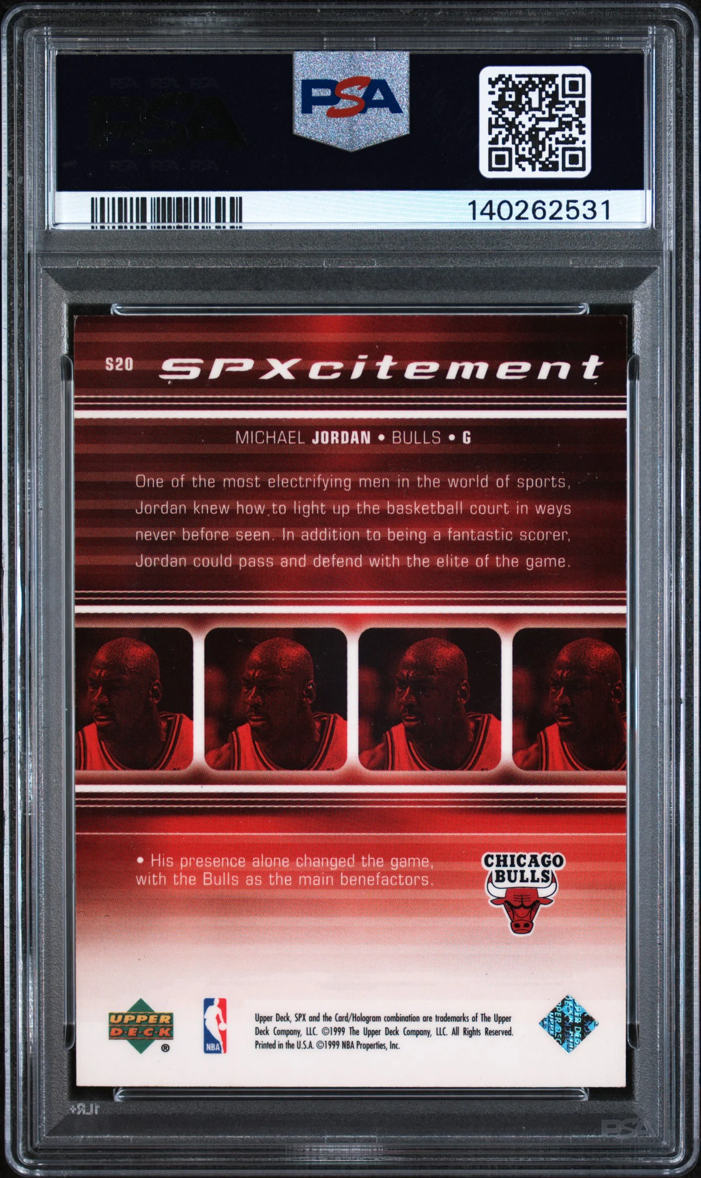 1999 Spx Spxcitement Michael Jordan #S20 PSA 6 - Image 2