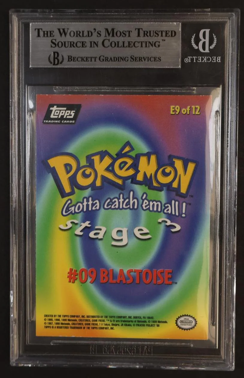 1999 Topps Pokemon E9 of 12 Blastoise Black Beckett 8.5 VG - Image 2