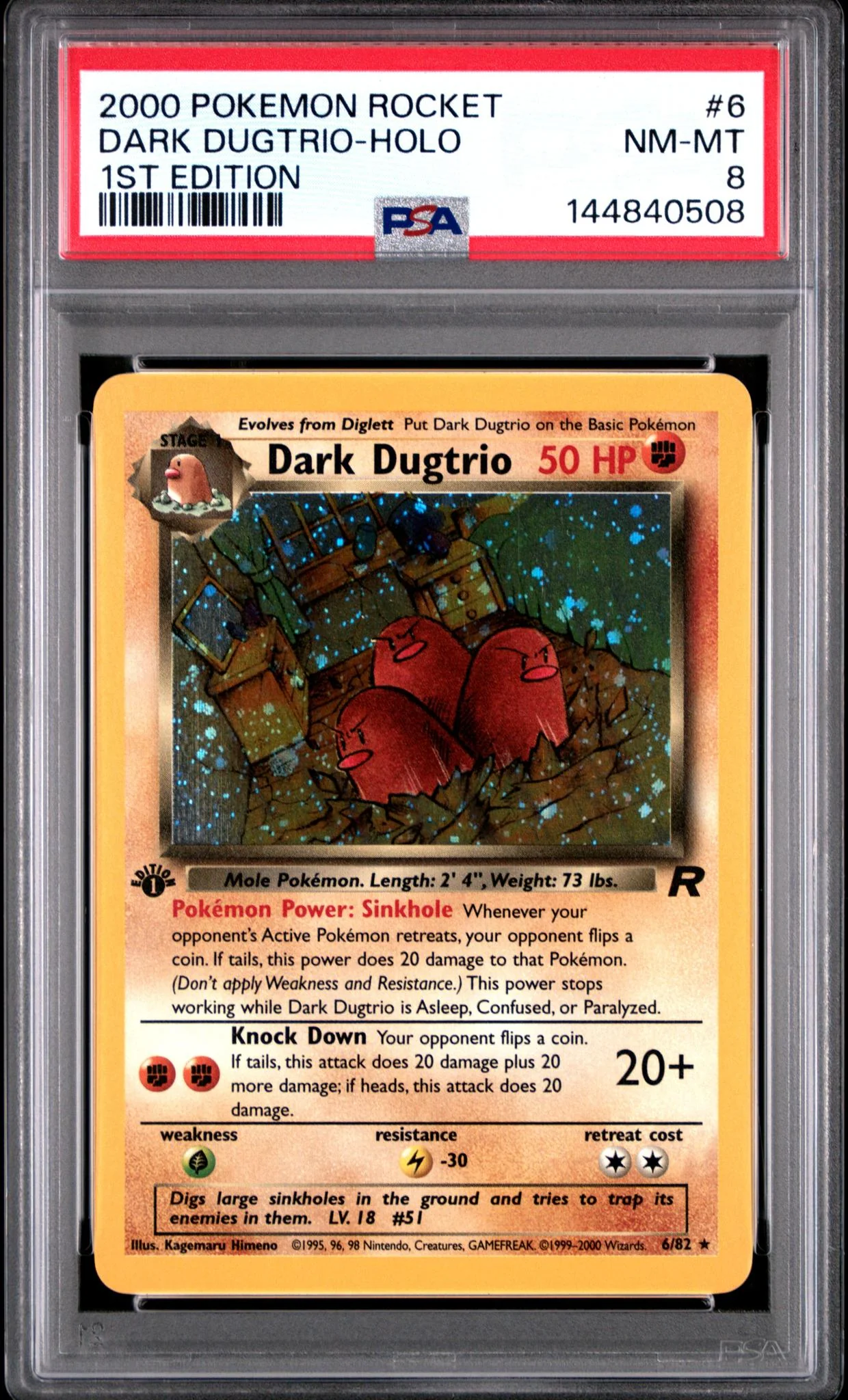 2000 Pokemon Team Rocket 1st Edition Holo Dark Dugtrio #6 PSA 8