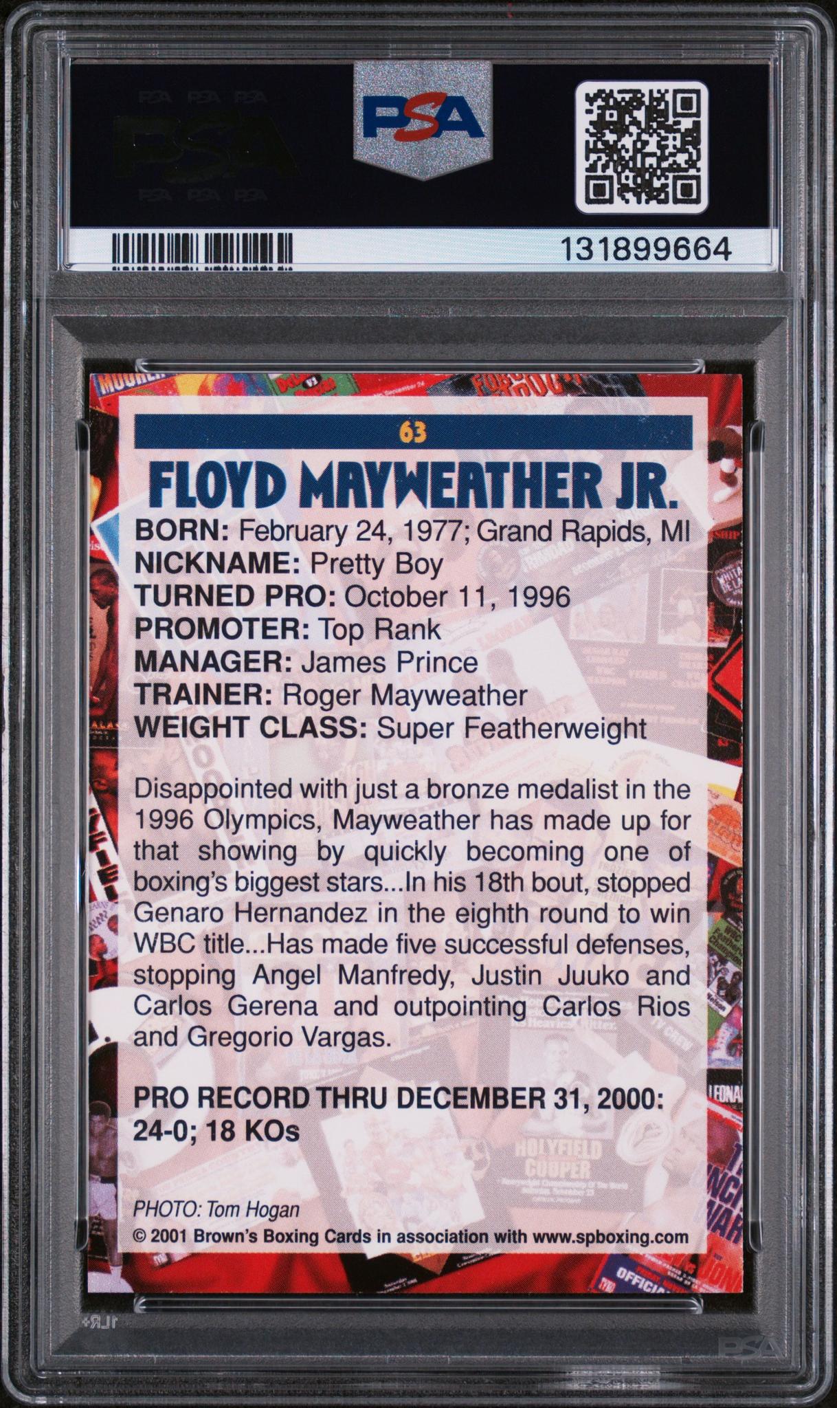 2001 Brown's Boxing Floyd Mayweather #63 PSA 8 - Image 2
