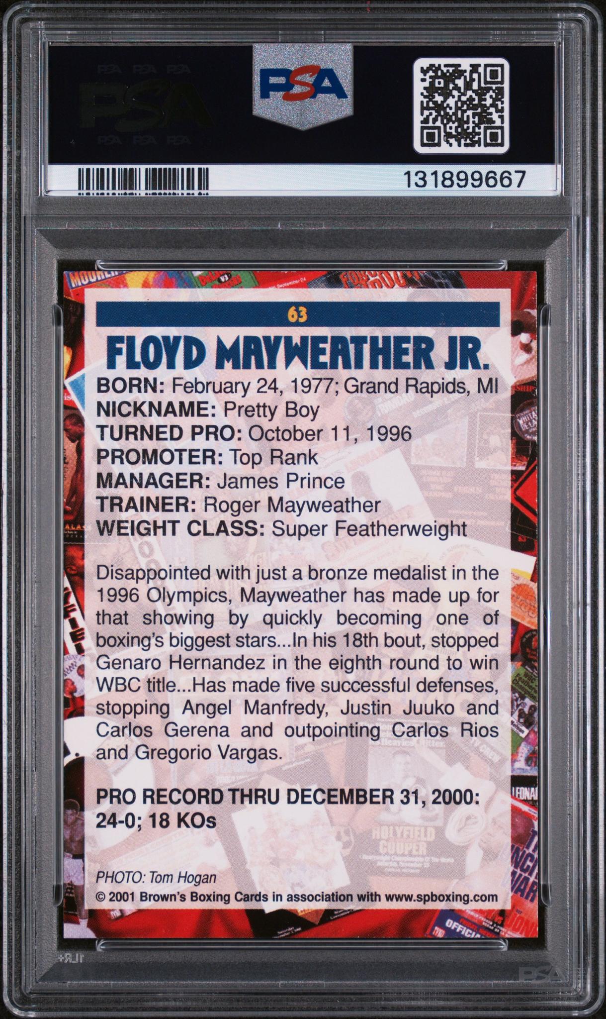 2001 Brown's Boxing Floyd Mayweather #63 PSA 8 - Image 2