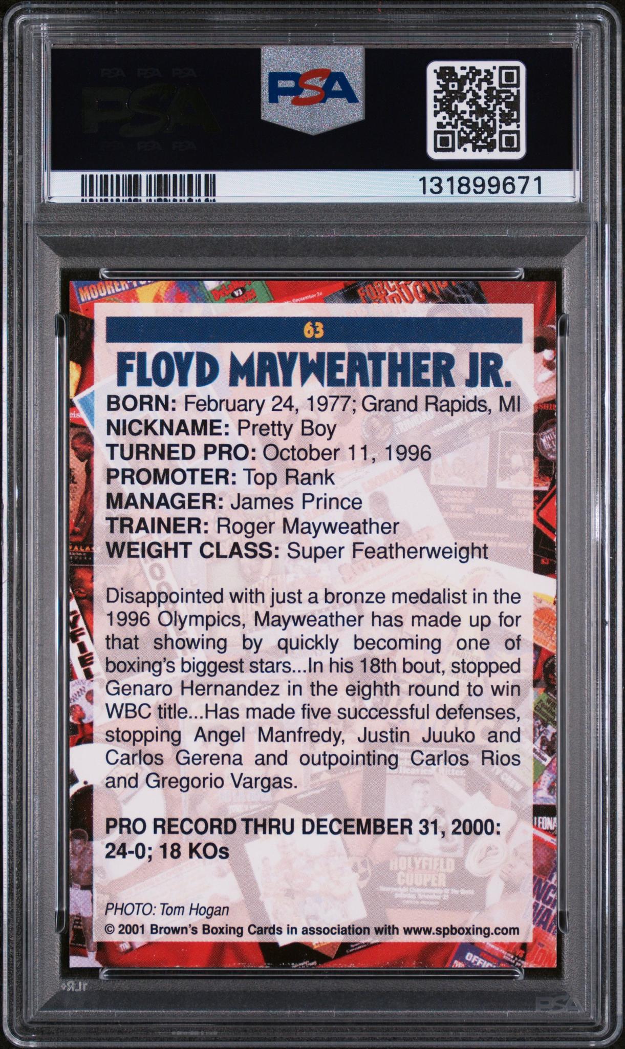 2001 Brown's Boxing Floyd Mayweather #63 PSA 8 - Image 2