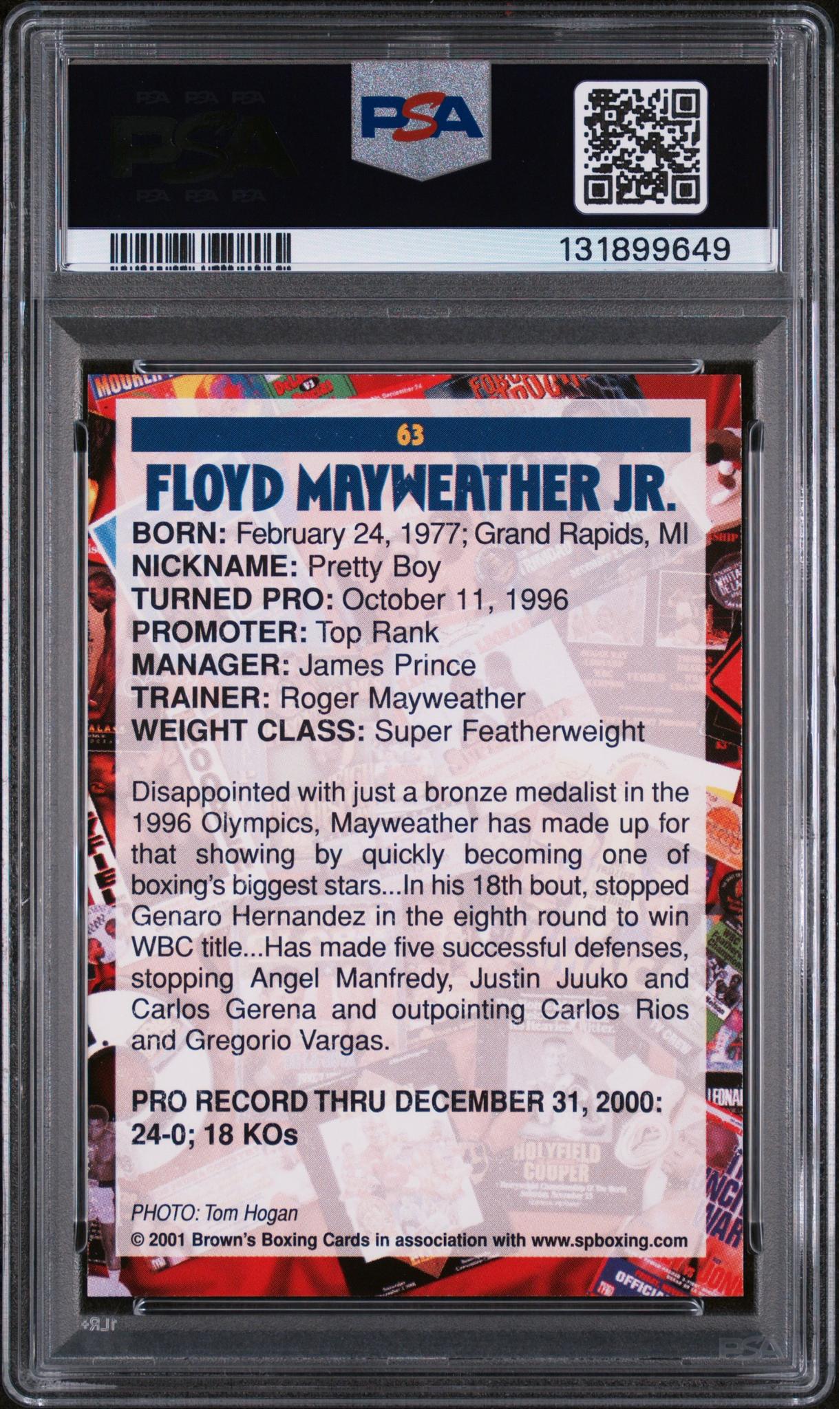 2001 Brown's Boxing Floyd Mayweather #63 PSA 7 - Image 2