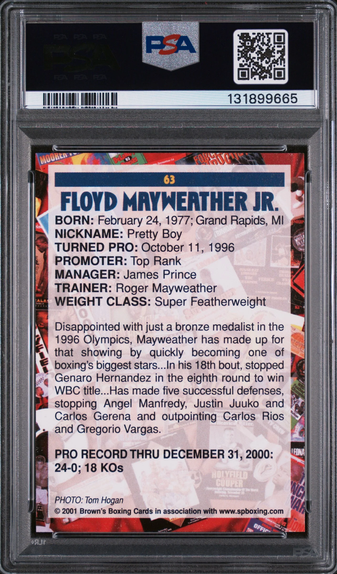 2001 Brown's Boxing Floyd Mayweather #63 PSA 9 - Image 2