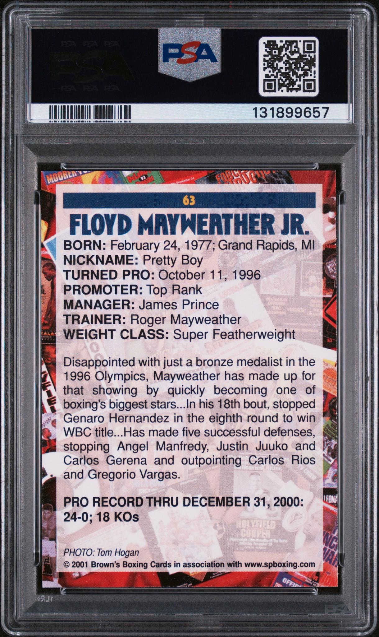 2001 Brown's Boxing Floyd Mayweather #63 PSA 8 - Image 2
