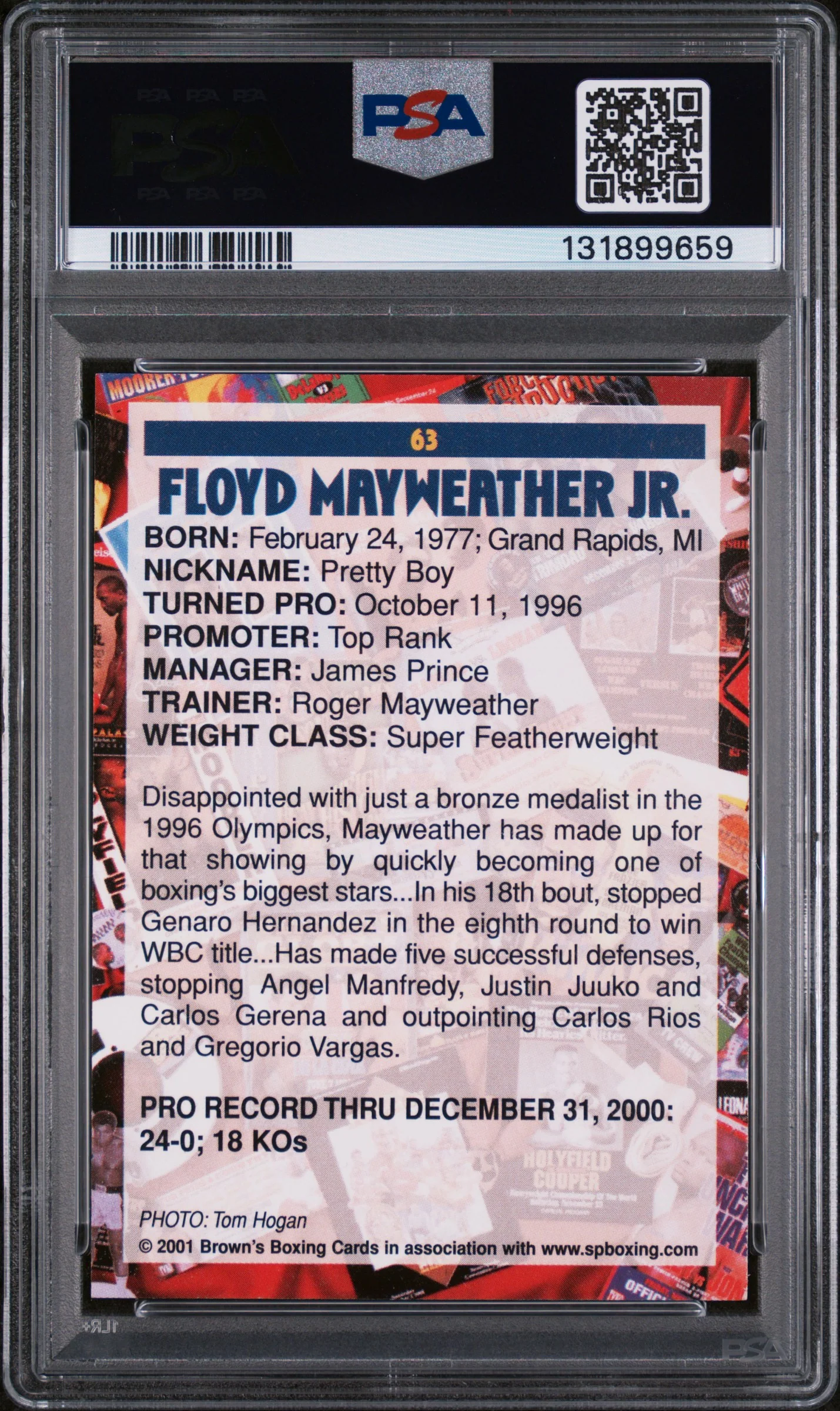 2001 Brown's Boxing Floyd Mayweather #63 PSA 8 - Image 2