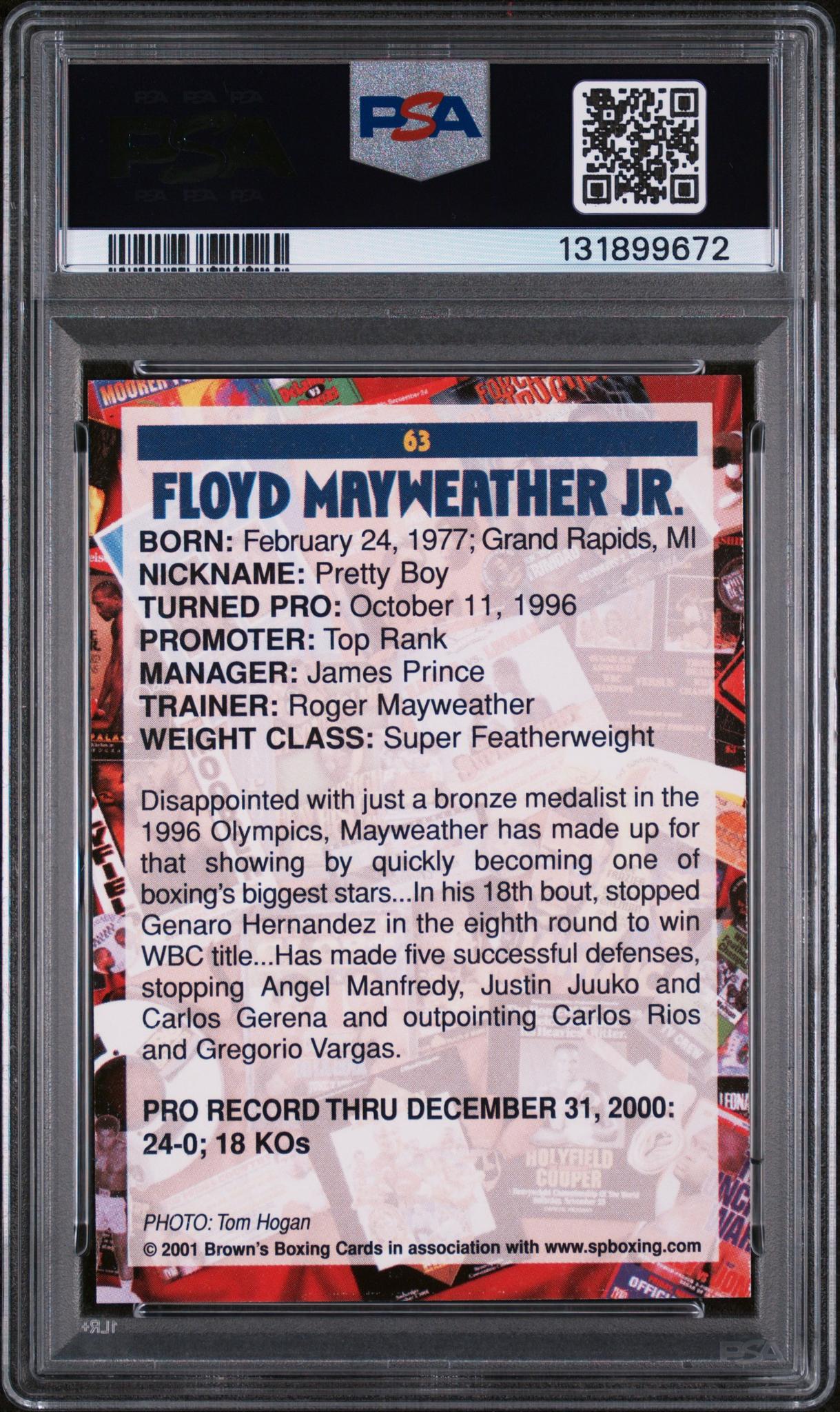 2001 Brown's Boxing Floyd Mayweather #63 PSA 8 - Image 2