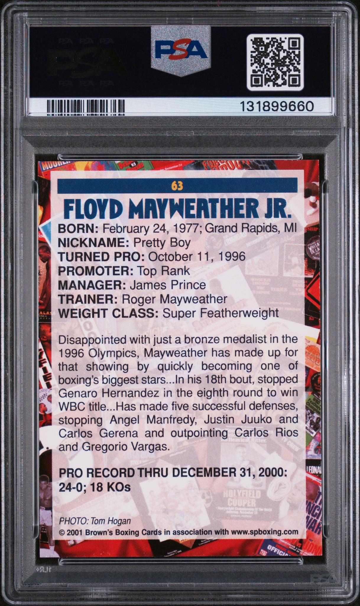 2001 Brown's Boxing Floyd Mayweather #63 PSA 8 - Image 2