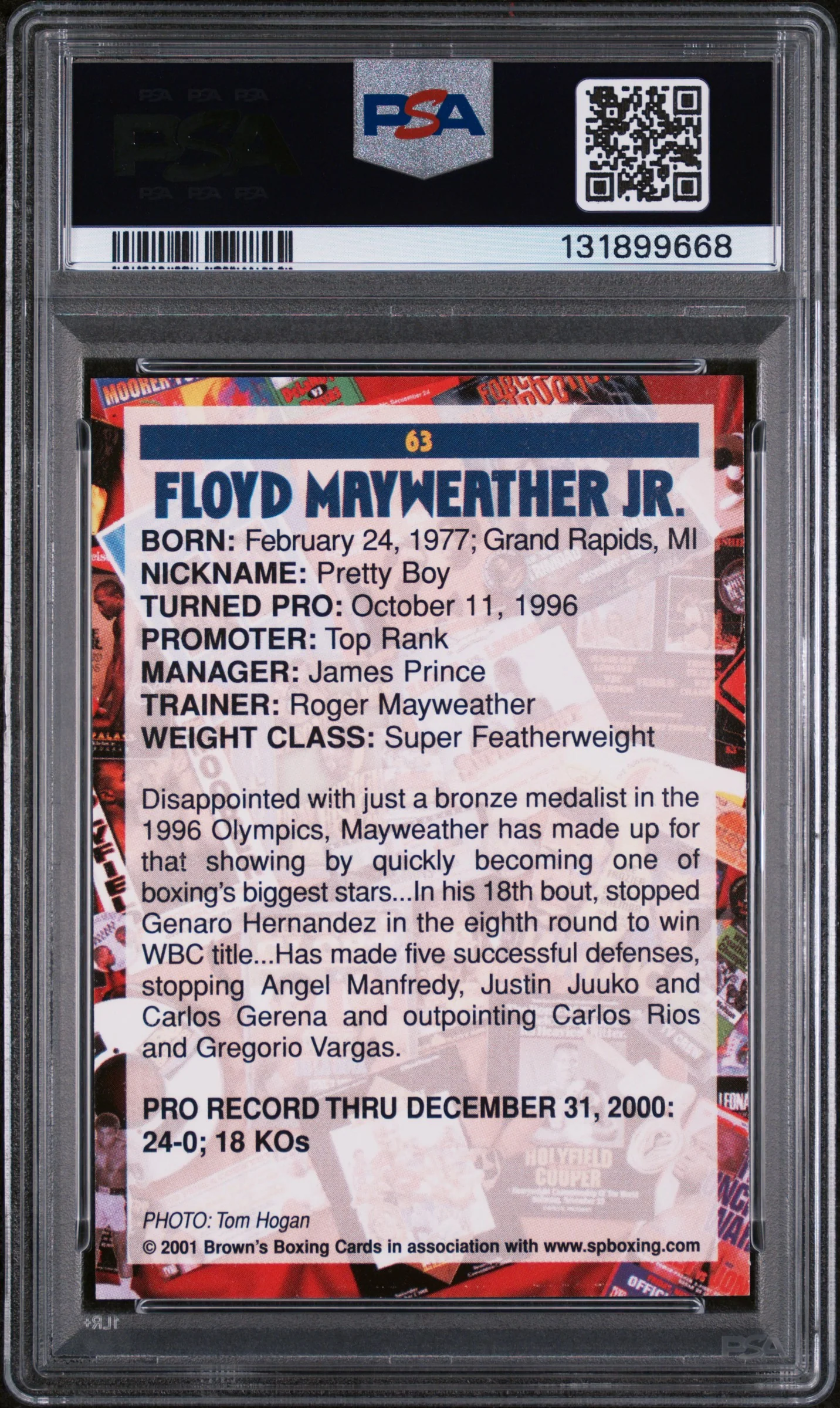2001 Brown's Boxing Floyd Mayweather #63 PSA 9 - Image 2