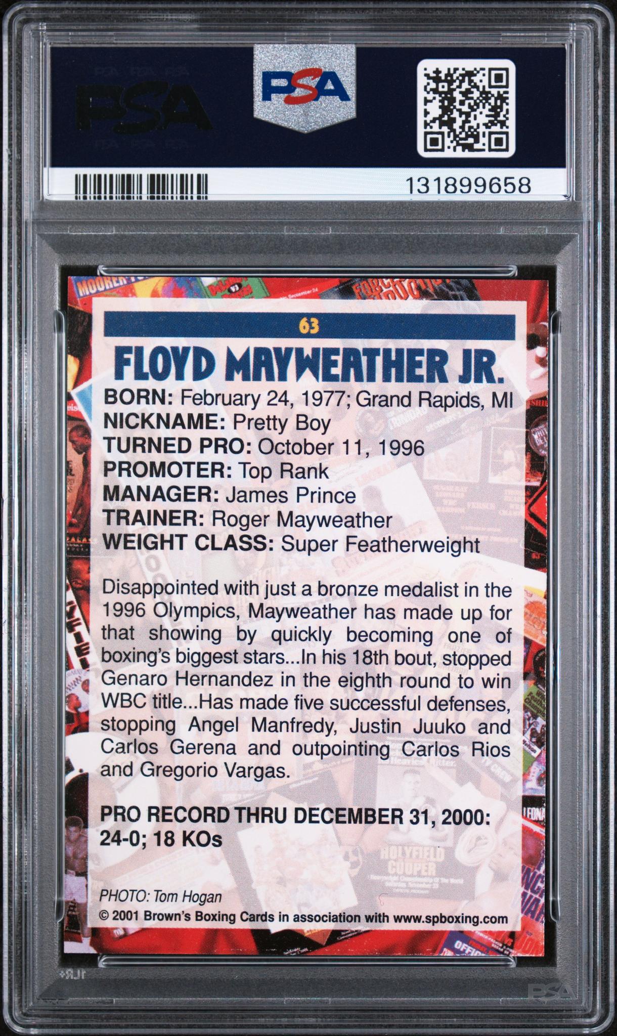 2001 Brown's Boxing Floyd Mayweather #63 PSA 9 - Image 2