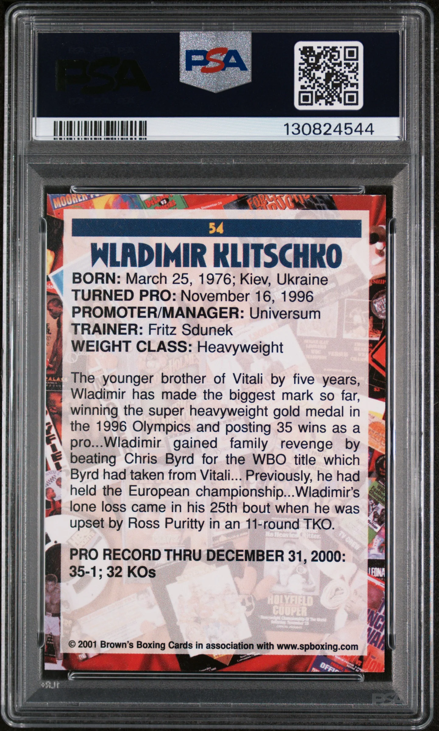 2001 Brown's Boxing Wladimir Klitschko #54 PSA 8 - Image 2