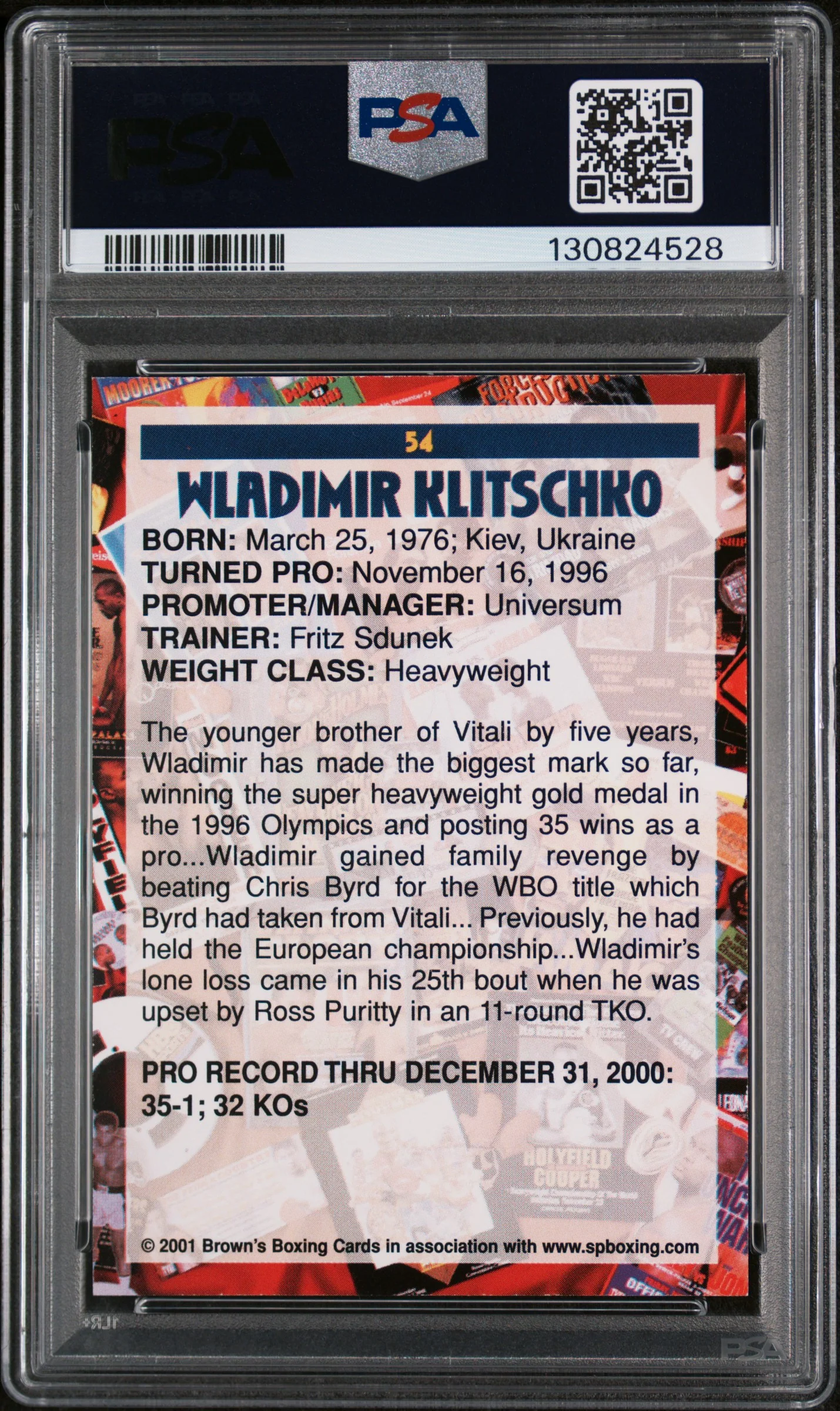 2001 Brown's Boxing Wladimir Klitschko #54 PSA 8 - Image 2