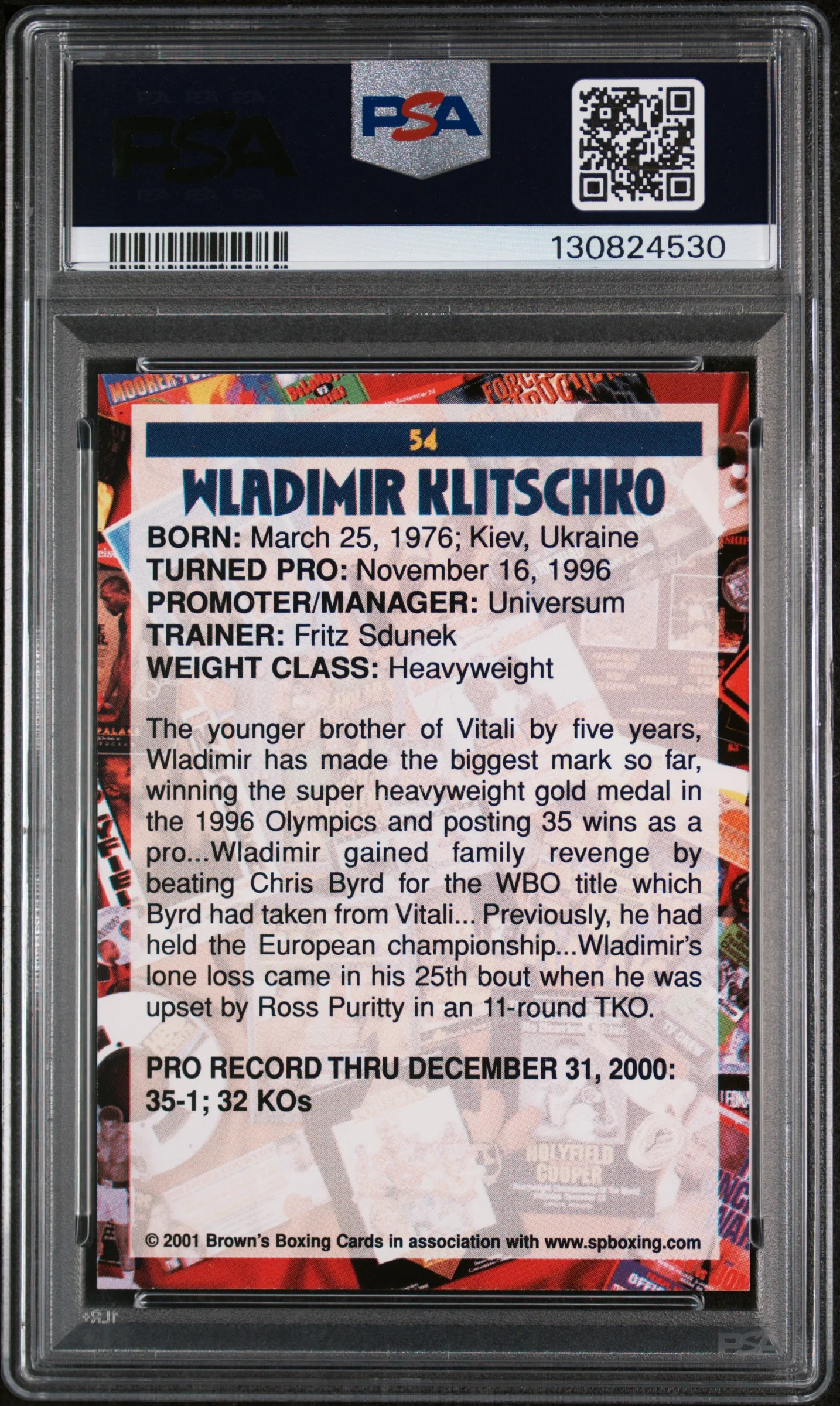 2001 Brown's Boxing Wladimir Klitschko #54 PSA 8 - Image 2