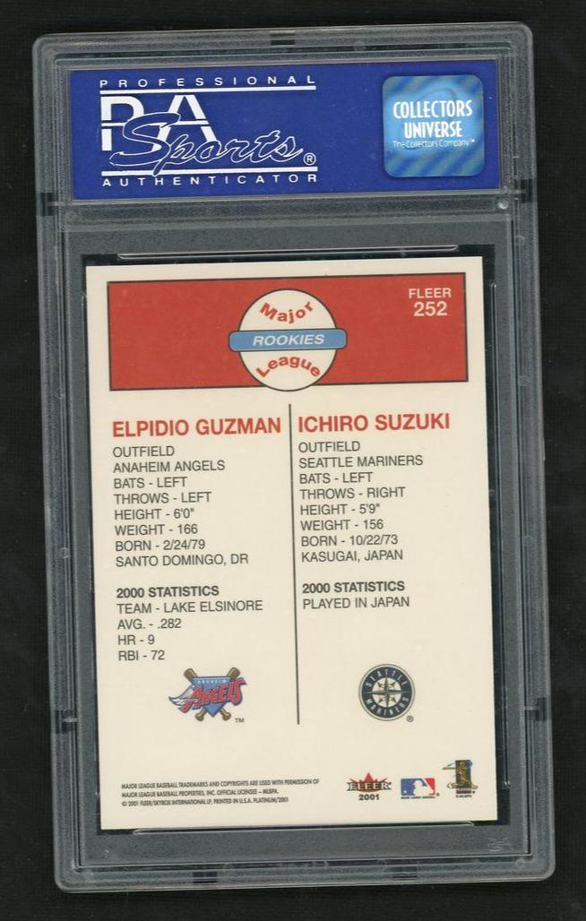 2001 Fleer Platinum Ichiro Suzuki & Elpidio Guzman #252 RC PSA 9 - Image 2