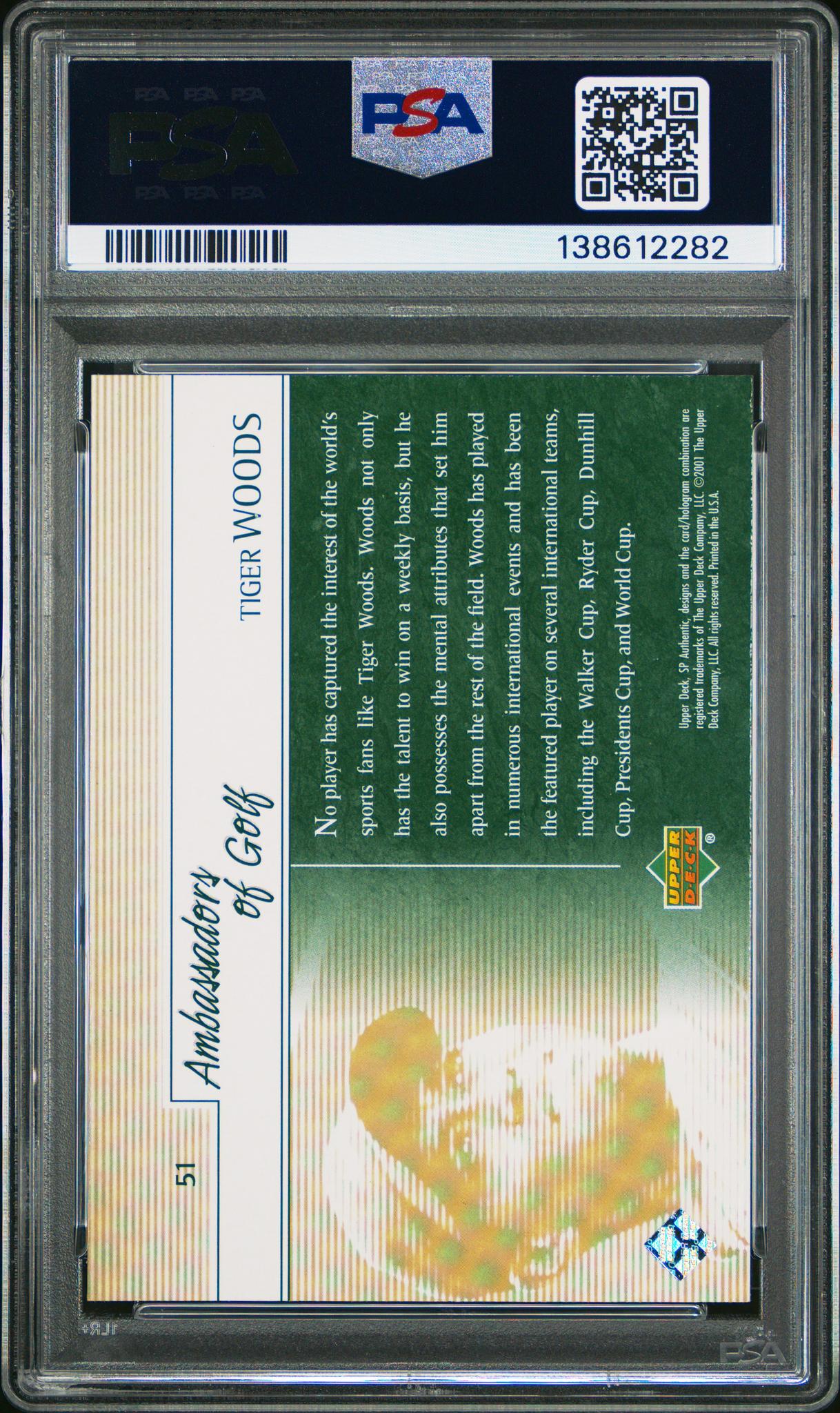 2001 SP Authentic Preview Ambassadors of Golf Tiger Woods #51 PSA 7 - Image 2