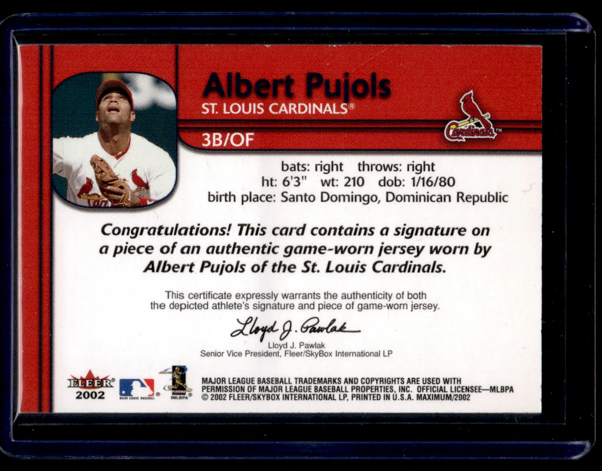 2002 Fleer Maximum Albert Pujols /100 St. Louis Cardinals Auto - Image 2