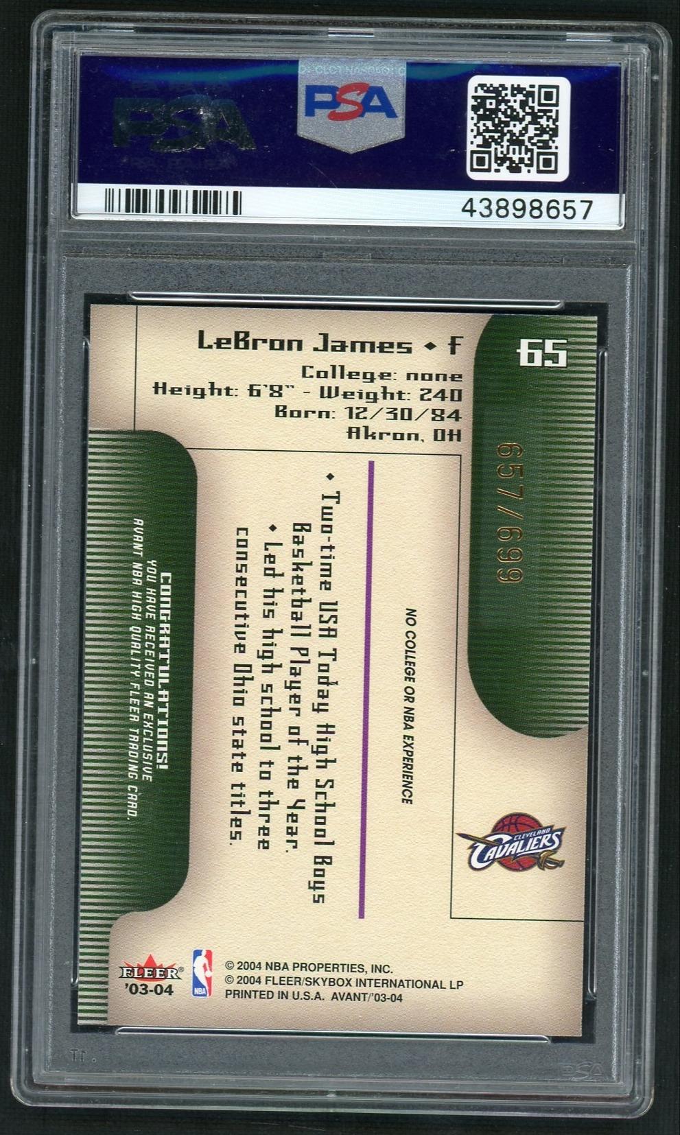 2003 Fleer Avant LeBron James #65 /699 PSA 7.5 - Image 2