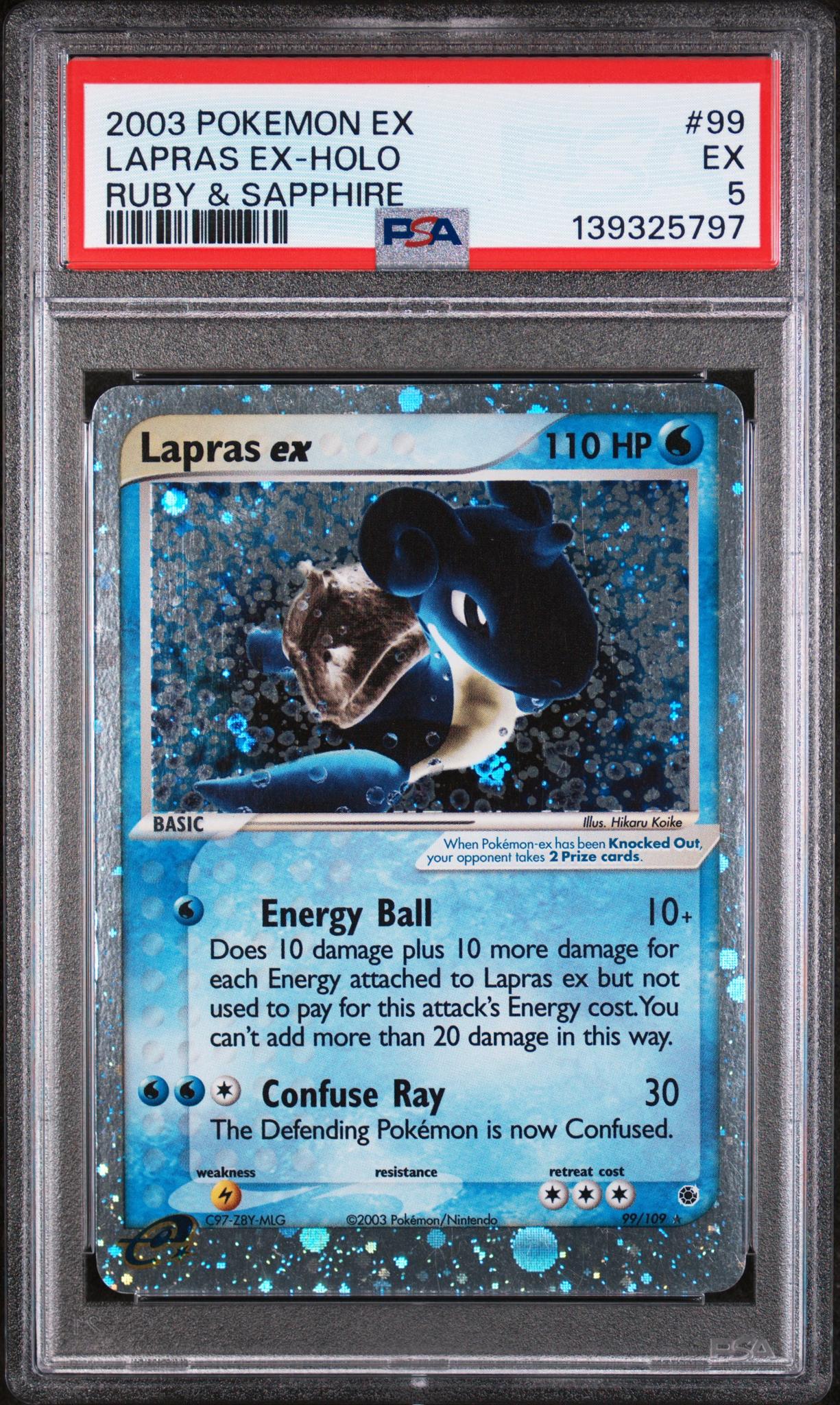 2003 Pokemon Ex Ruby and Sapphire Holo Lapras Ex #99 PSA 5