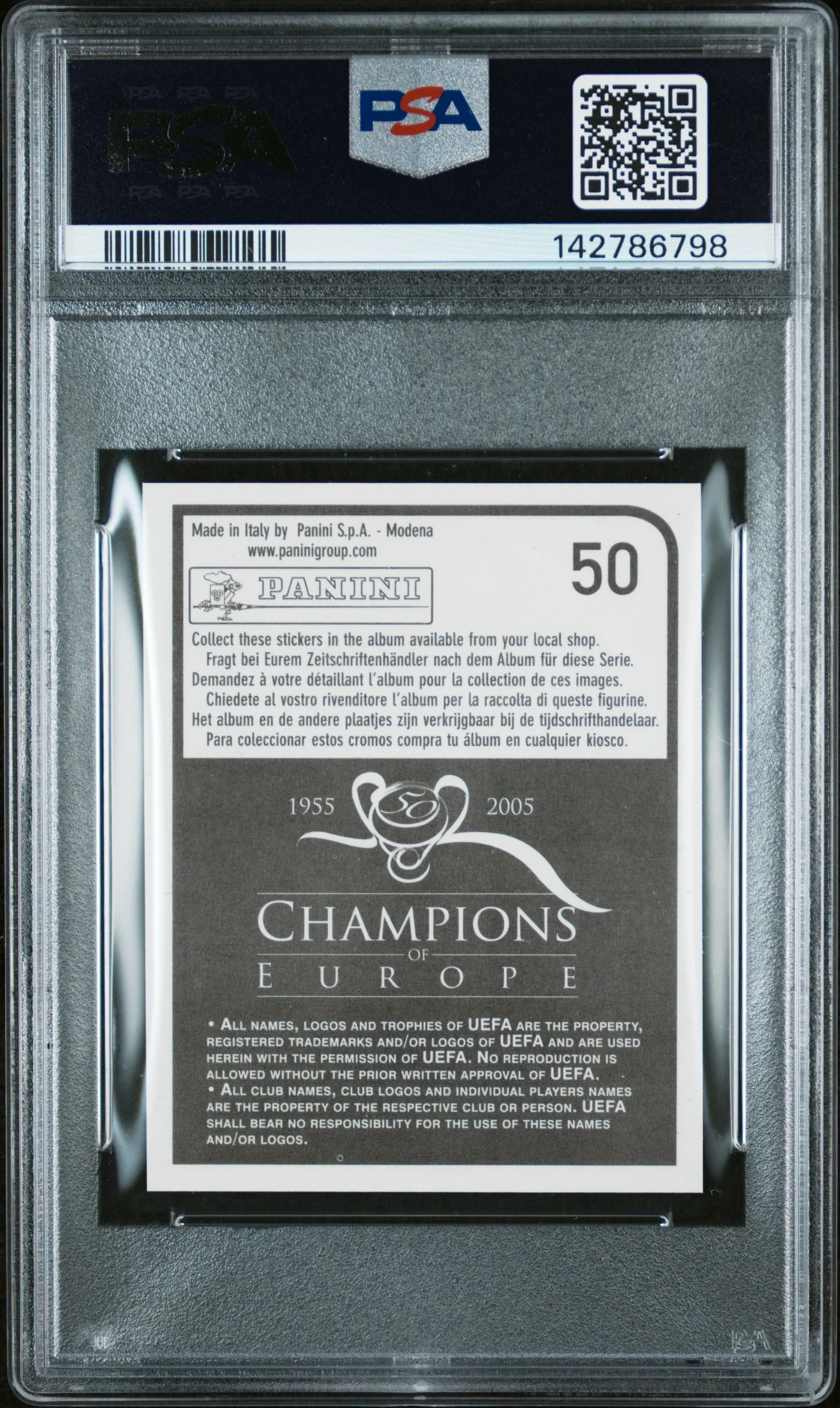 2005 Panini Champions of Europe Stickers Cesc Fabregas #50 PSA 9 - Image 2