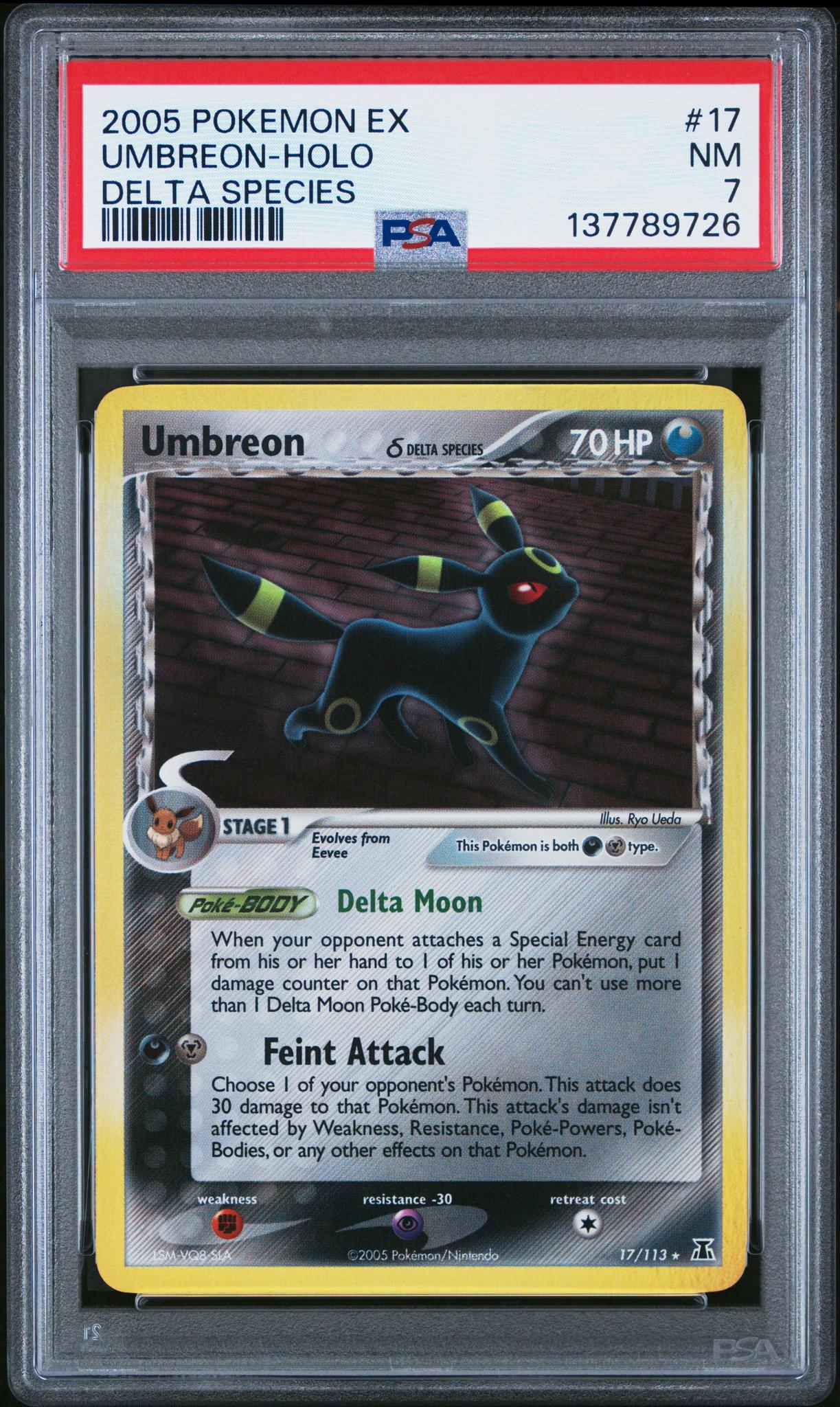 2005 Pokemon Ex Delta Species Holo Umbreon #17 PSA 7