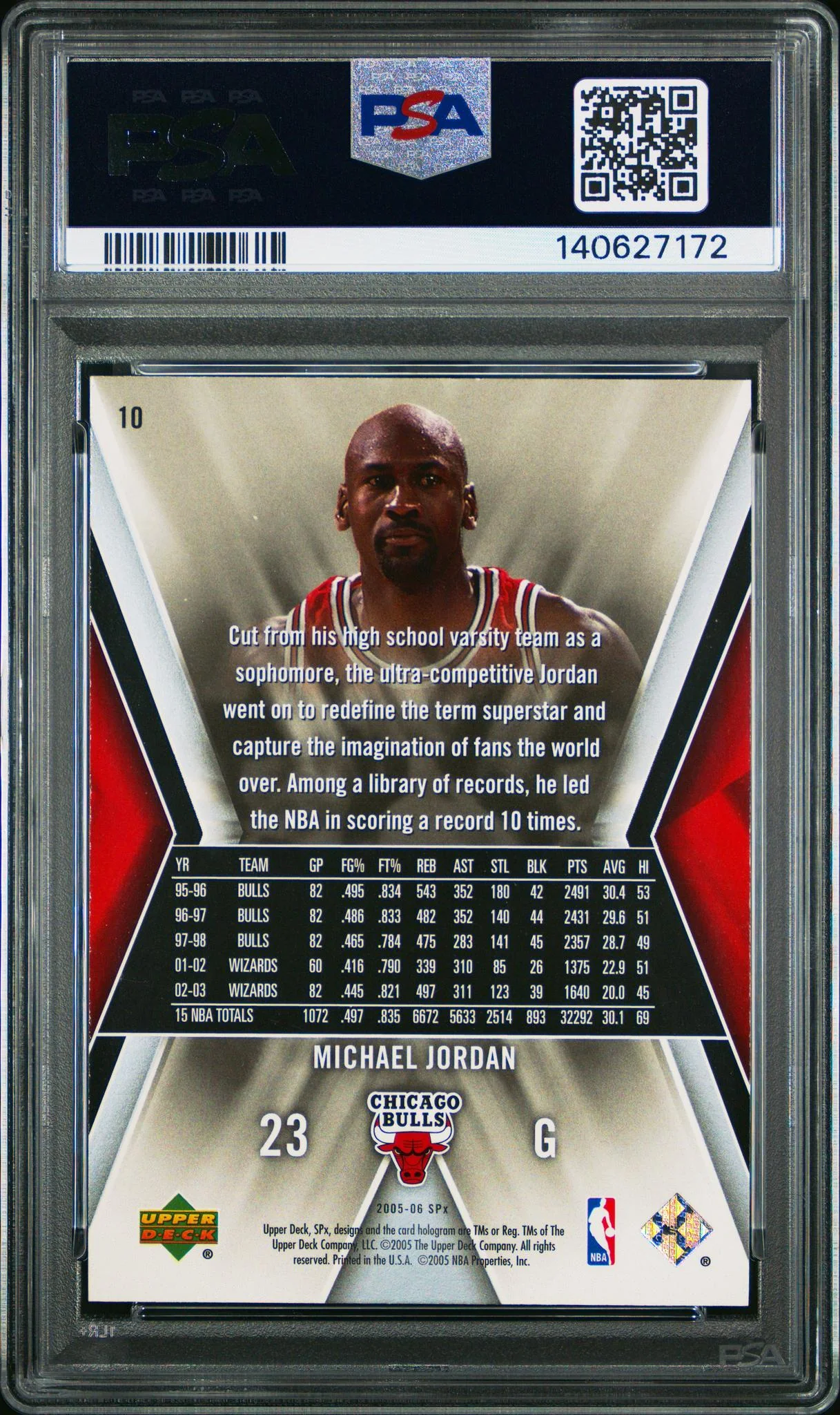 2005 Spx Michael Jordan #10 PSA 6 - Image 2