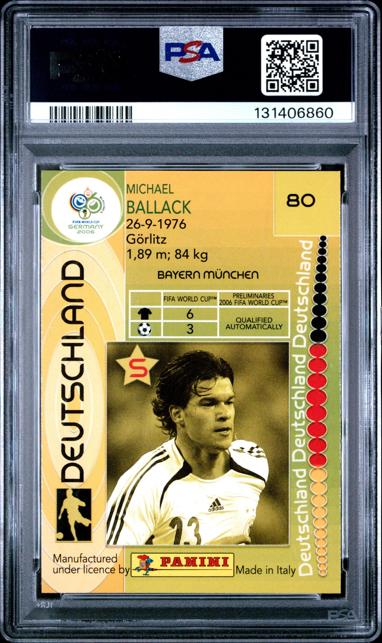 2006 Panini Fifa World Cup Germany Michael Ballack #80 PSA 9 - Image 2