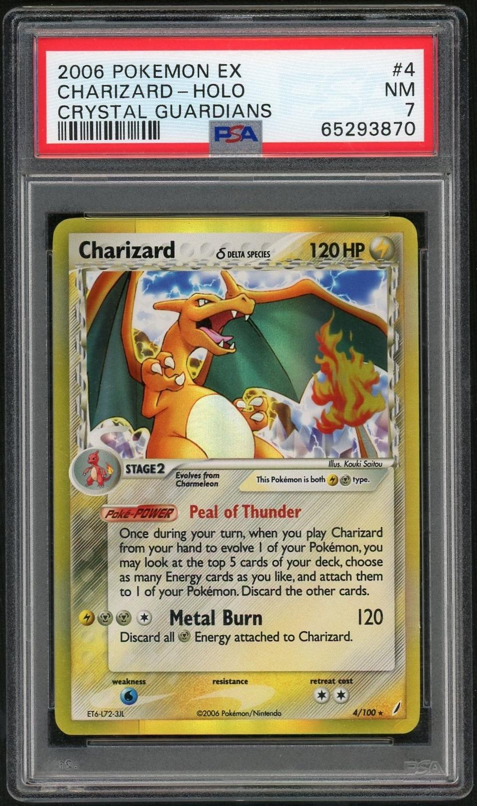 2006 Pokemon Ex Crystal Guardians Holo Charizard #4 /100 PSA 7