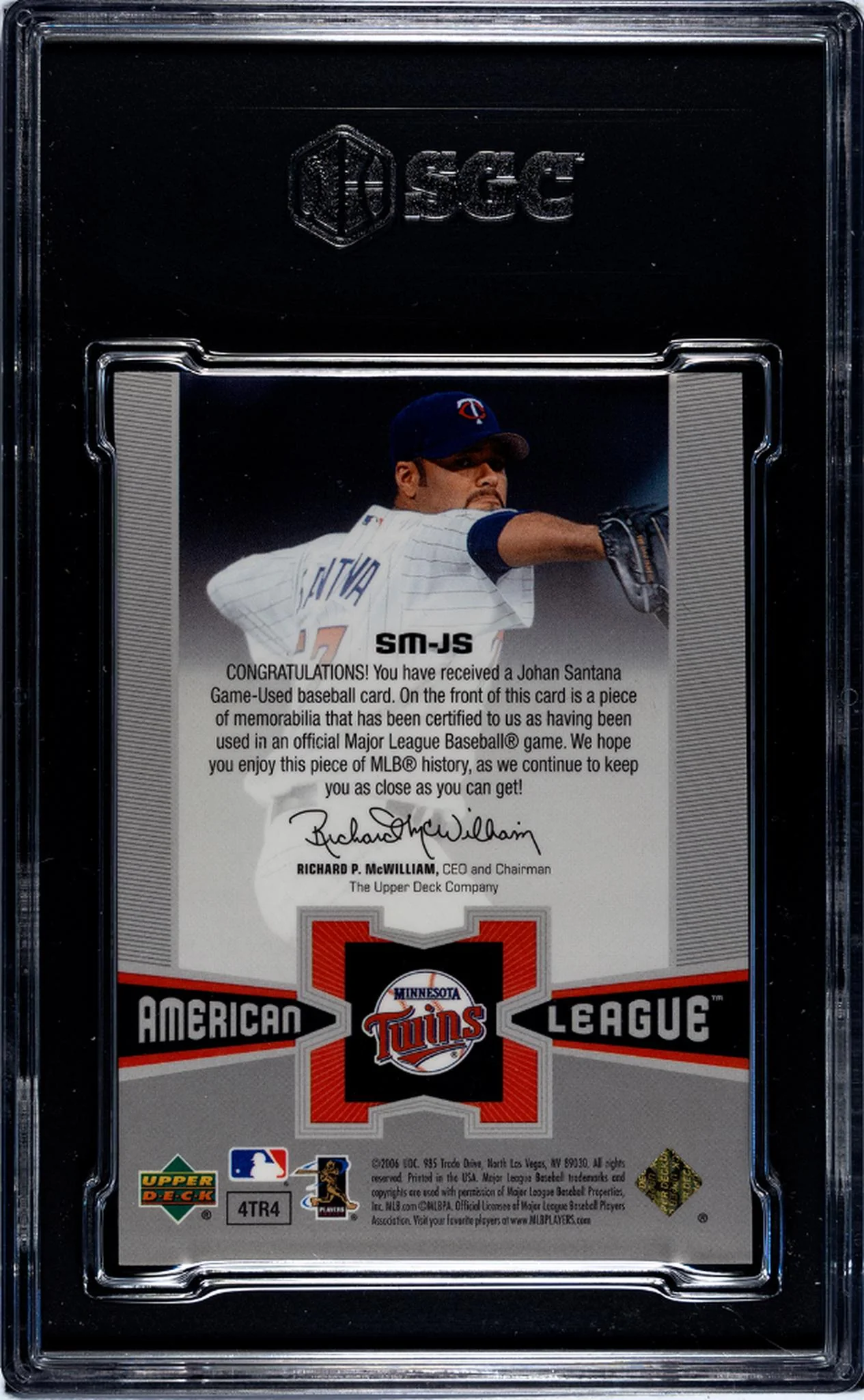 2006 Upper Deck Special FX #SM-JS Johan Santana Special F/X Mat. SGC 9 - Image 2